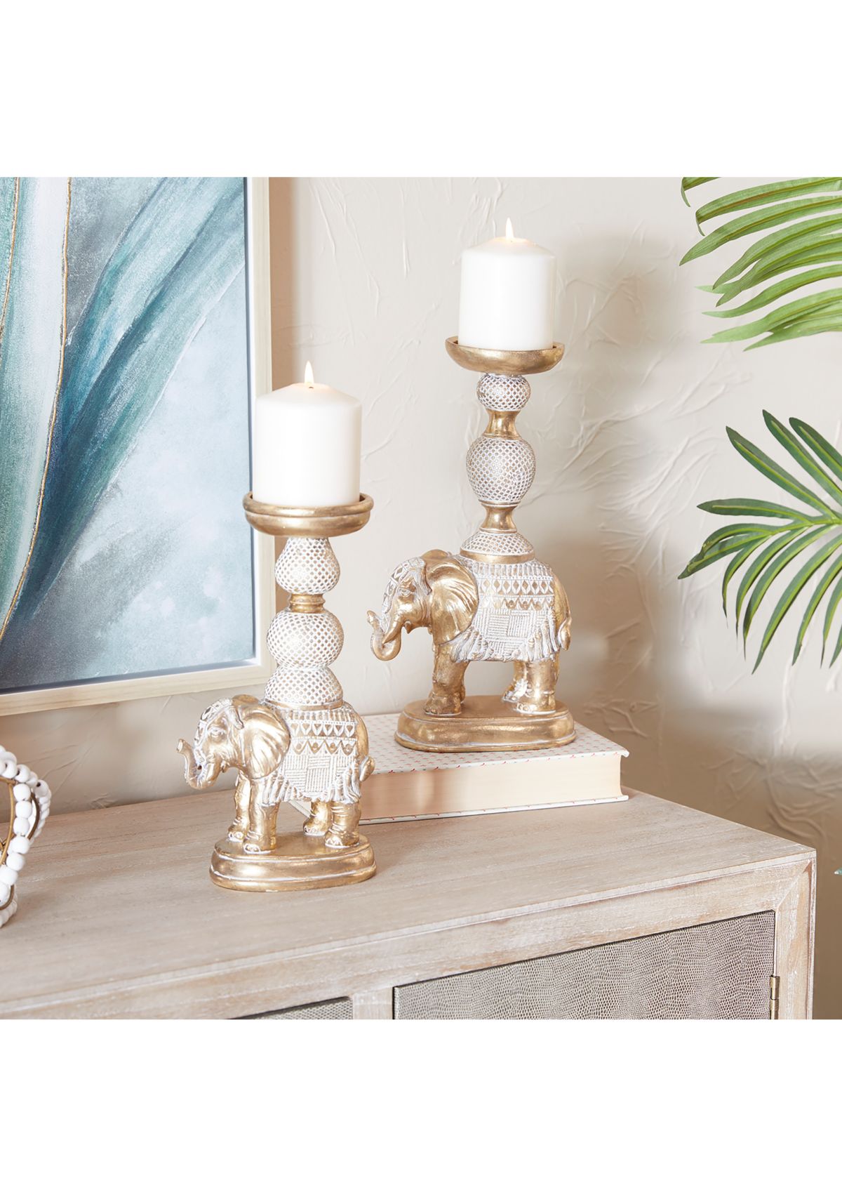 Traditional Polystone Candle Holder - Set of 2