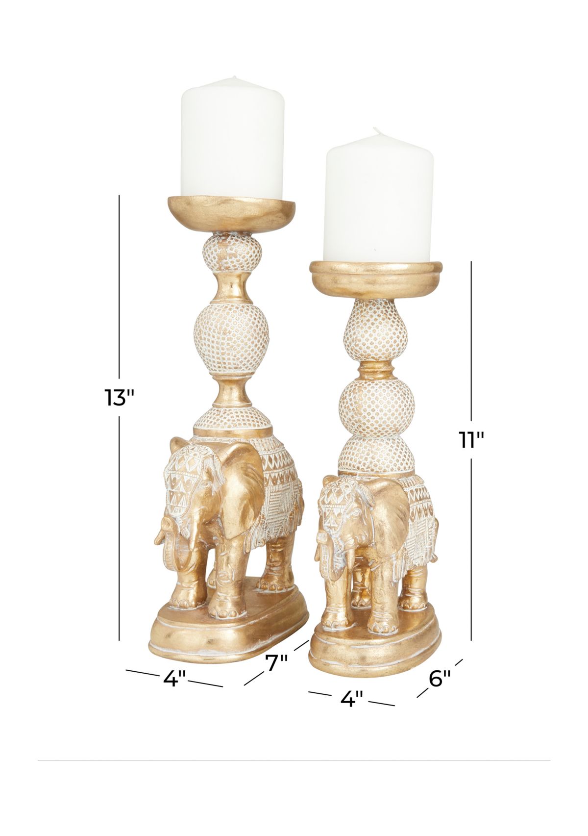 Traditional Polystone Candle Holder - Set of 2