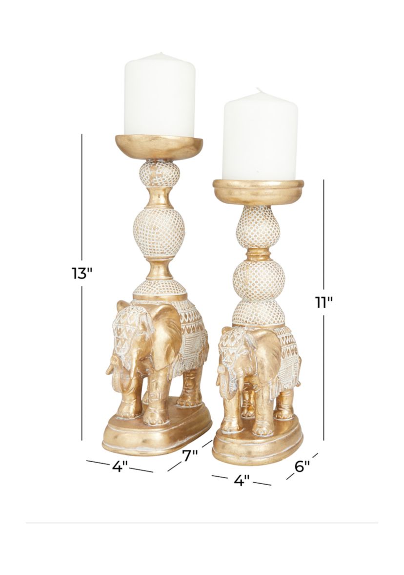 Traditional Polystone Candle Holder - Set of 2