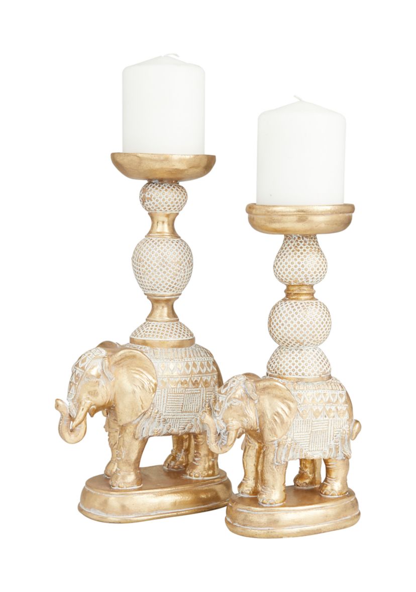 Traditional Polystone Candle Holder - Set of 2