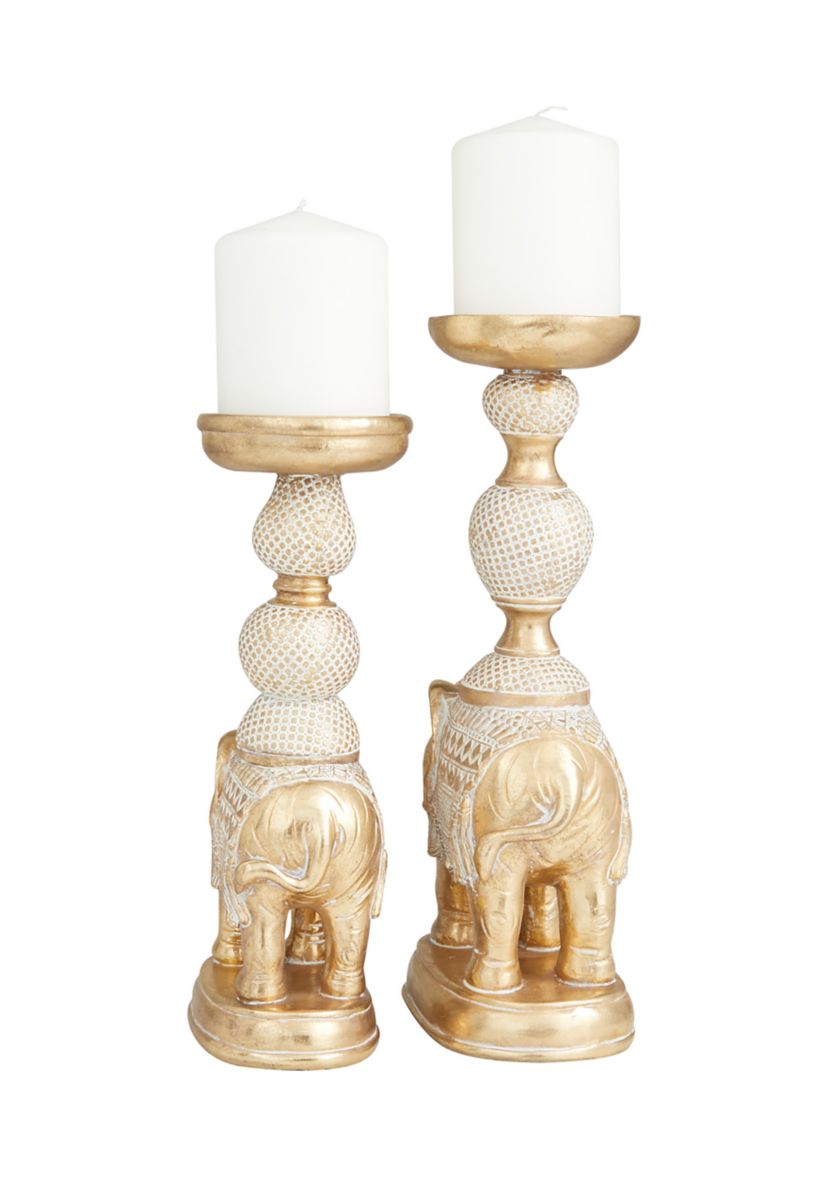 Traditional Polystone Candle Holder - Set of 2