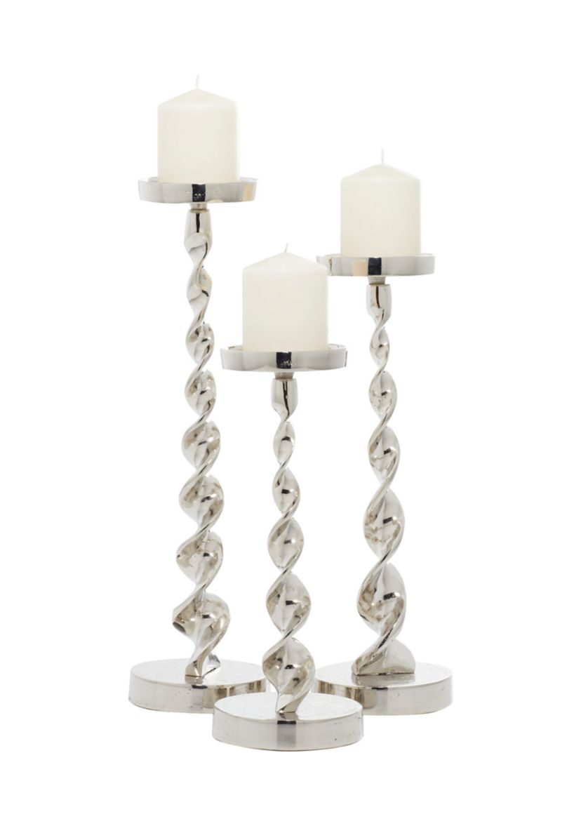 Coastal Aluminum Metal Candle Holder - Set of 3