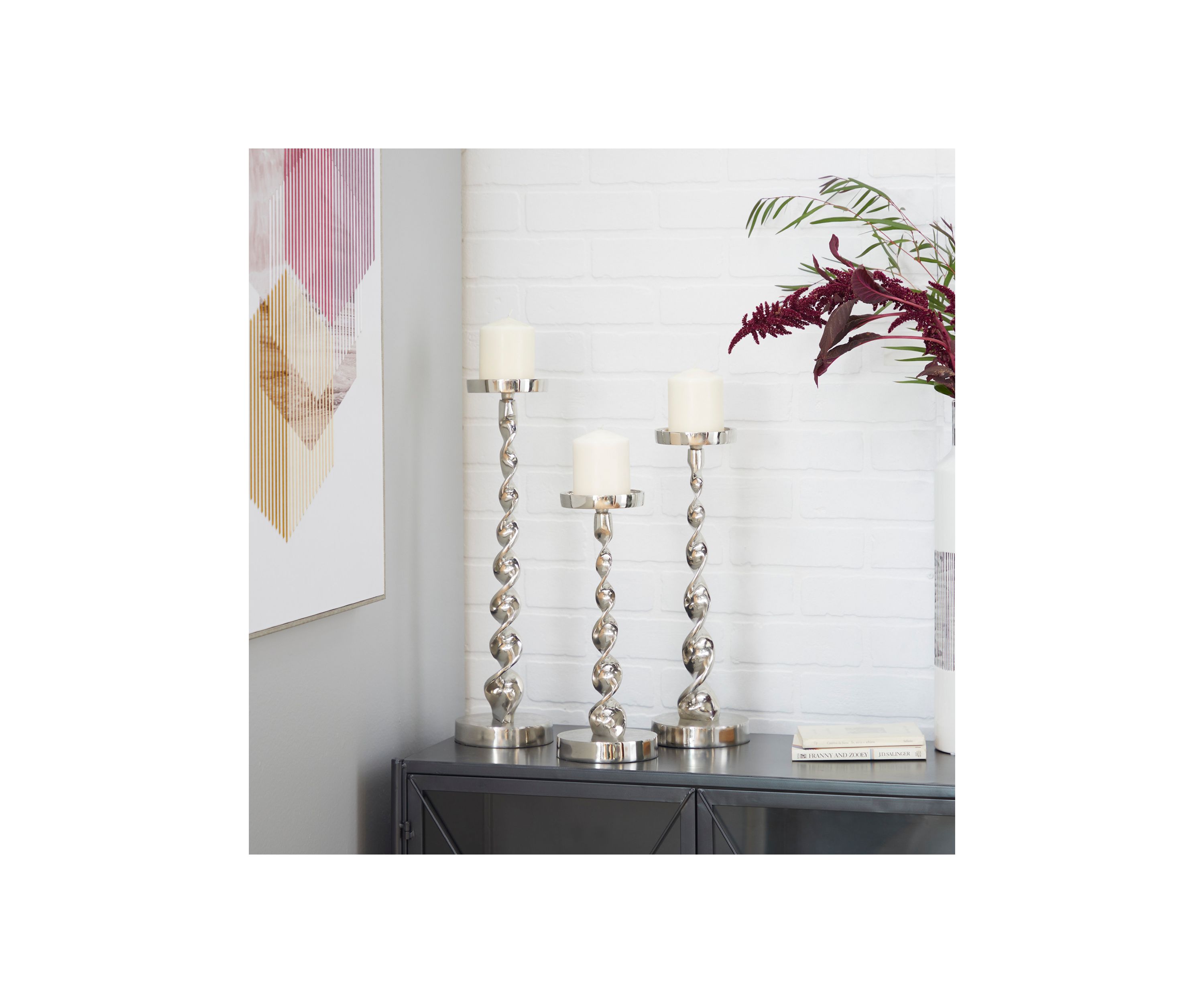 Coastal Aluminum Metal Candle Holder - Set of 3