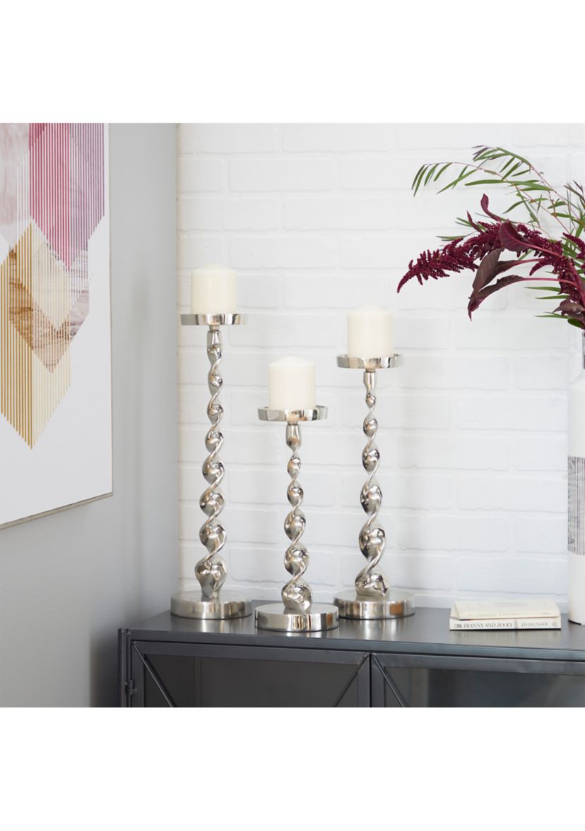 Coastal Aluminum Metal Candle Holder - Set of 3
