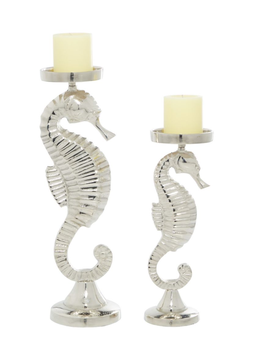 Coastal Aluminum Metal Candle Holder - Set of 2