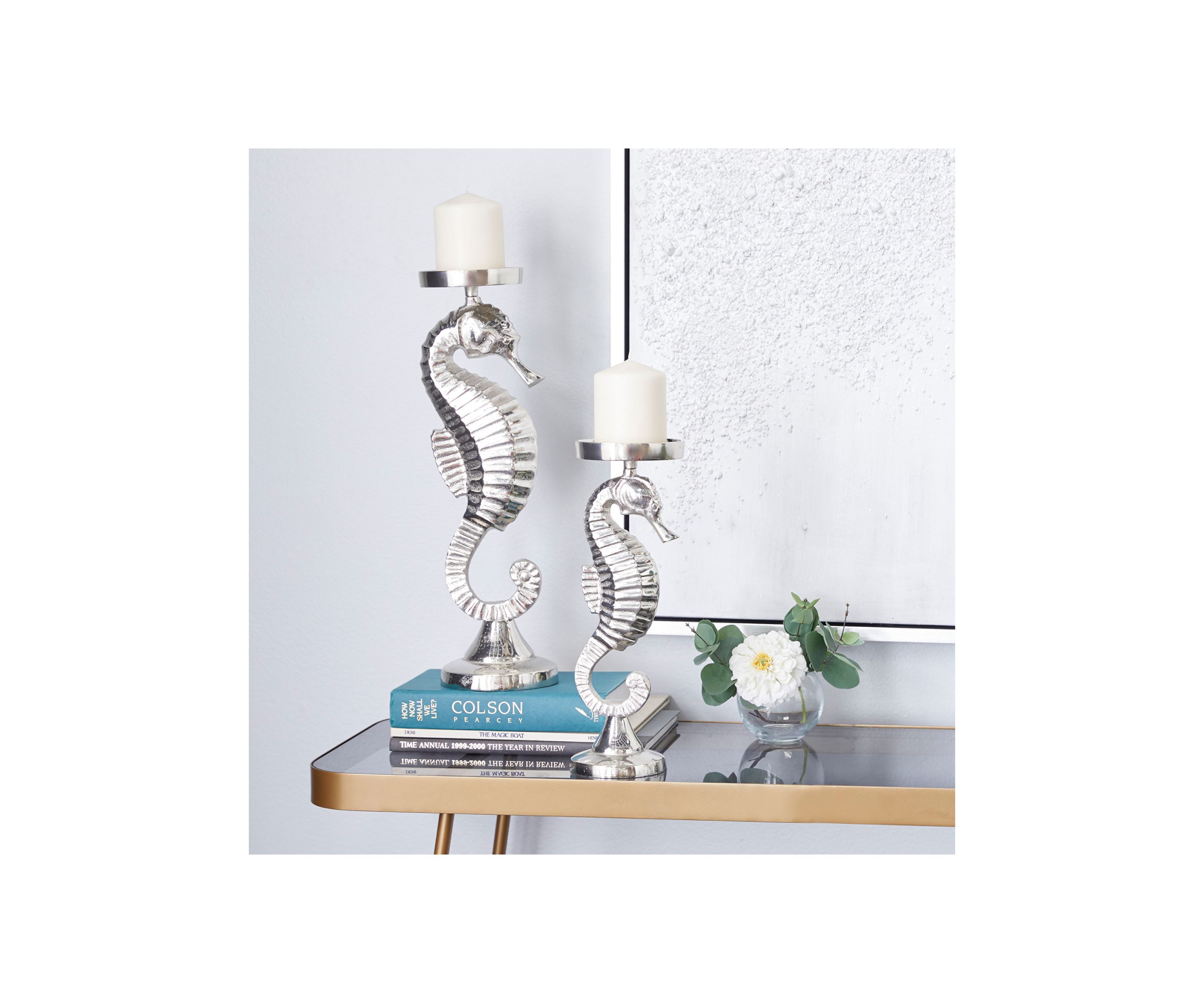 Coastal Aluminum Metal Candle Holder - Set of 2