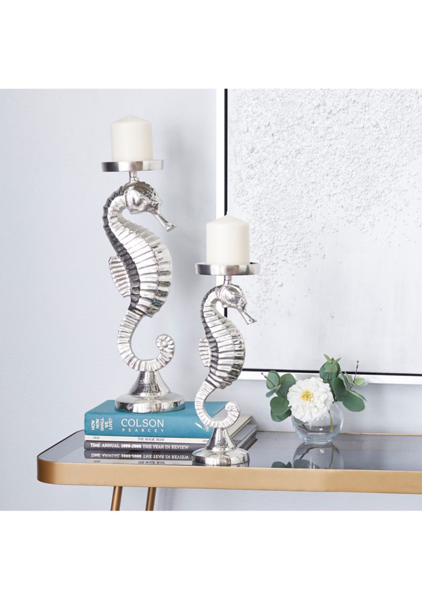 Coastal Aluminum Metal Candle Holder - Set of 2