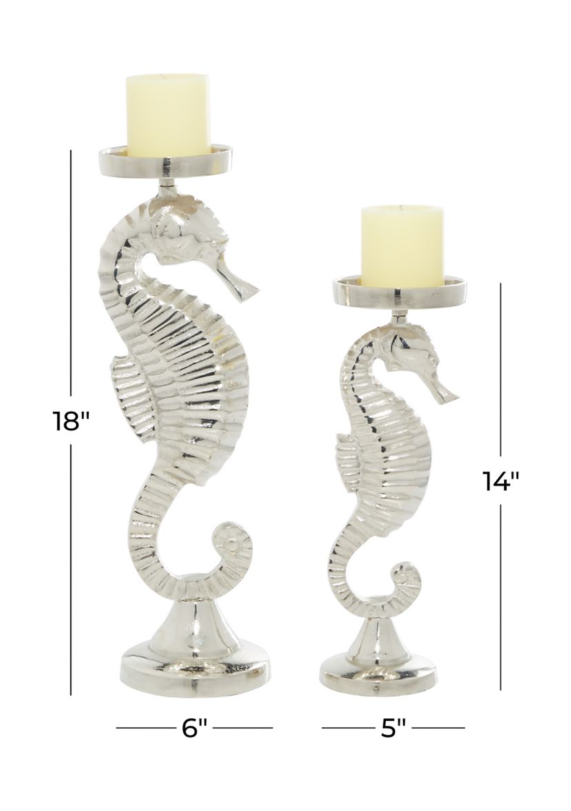 Coastal Aluminum Metal Candle Holder - Set of 2