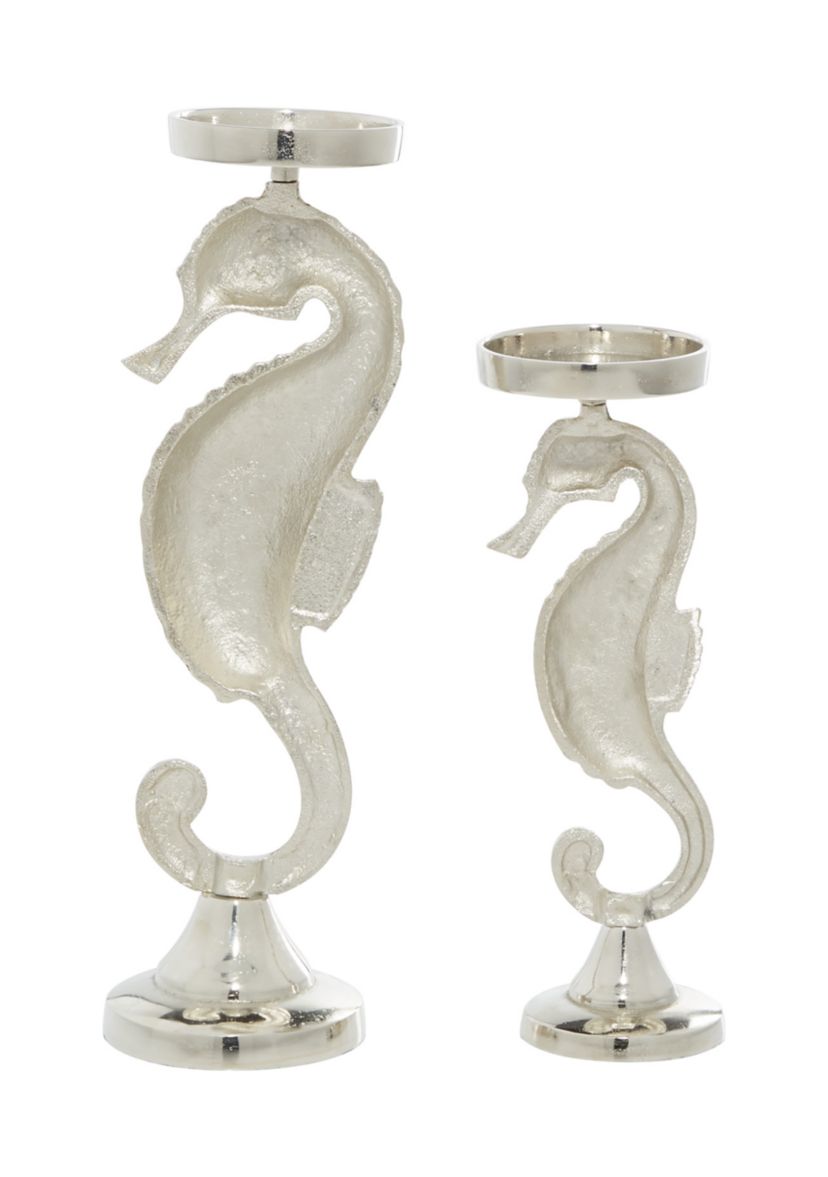 Coastal Aluminum Metal Candle Holder - Set of 2