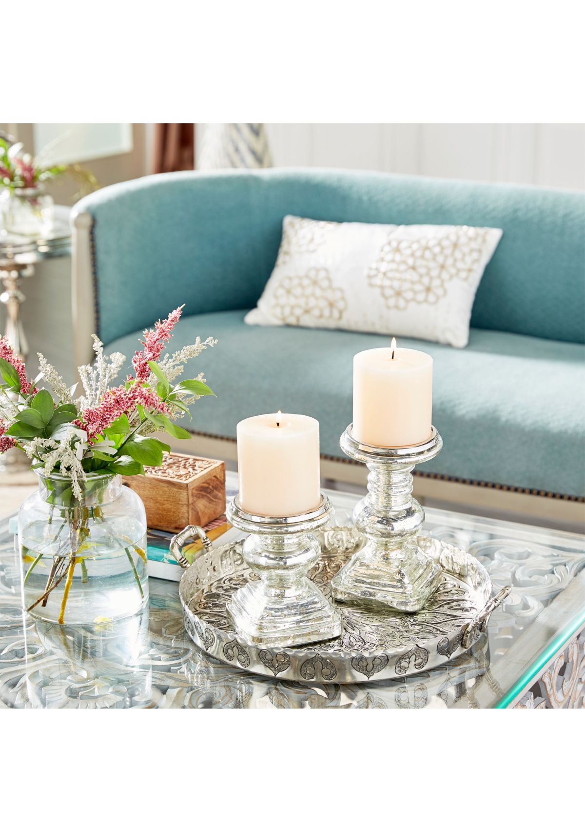 Traditional Glass Candle Holder - Set of 2