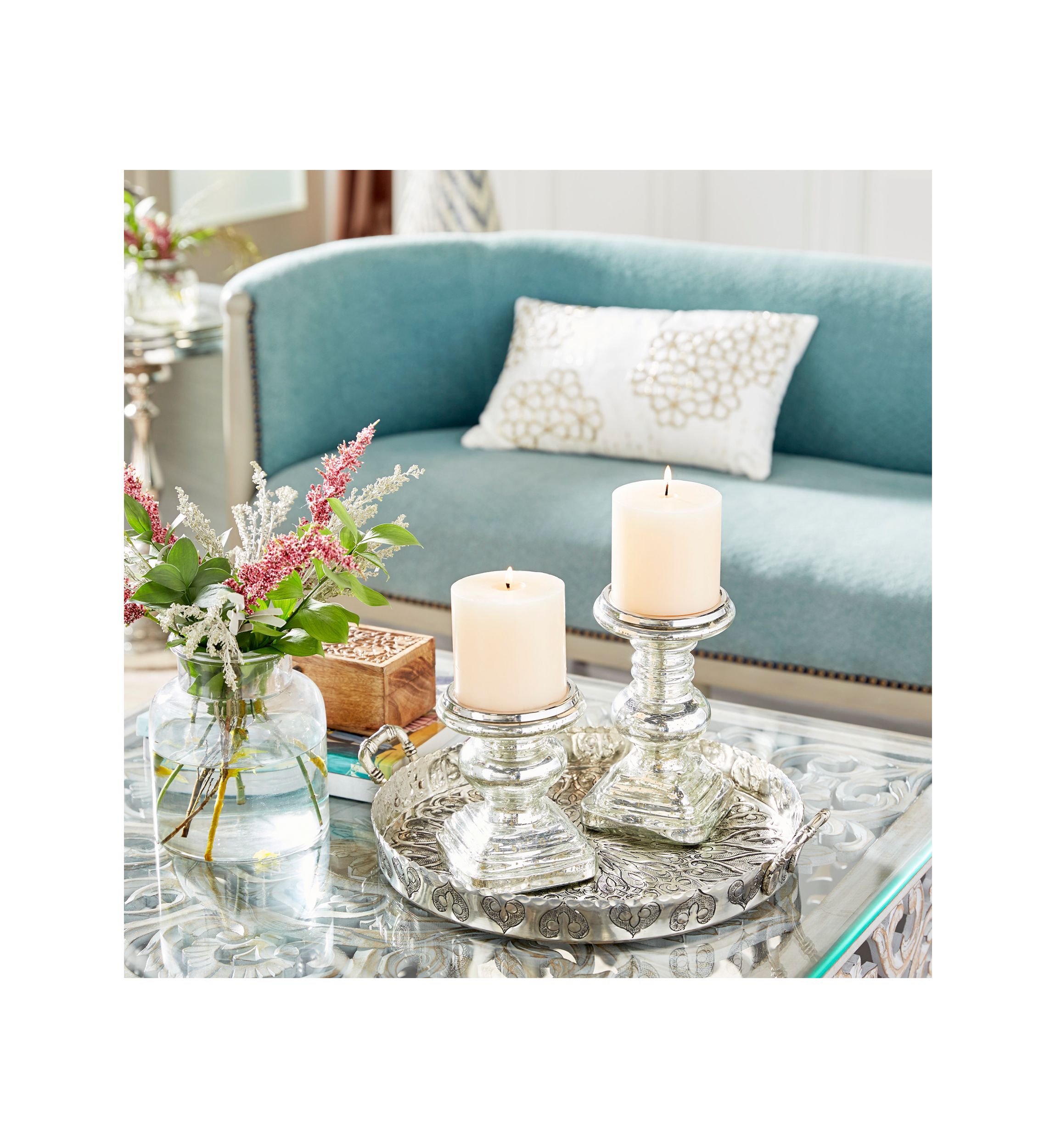 Traditional Glass Candle Holder - Set of 2