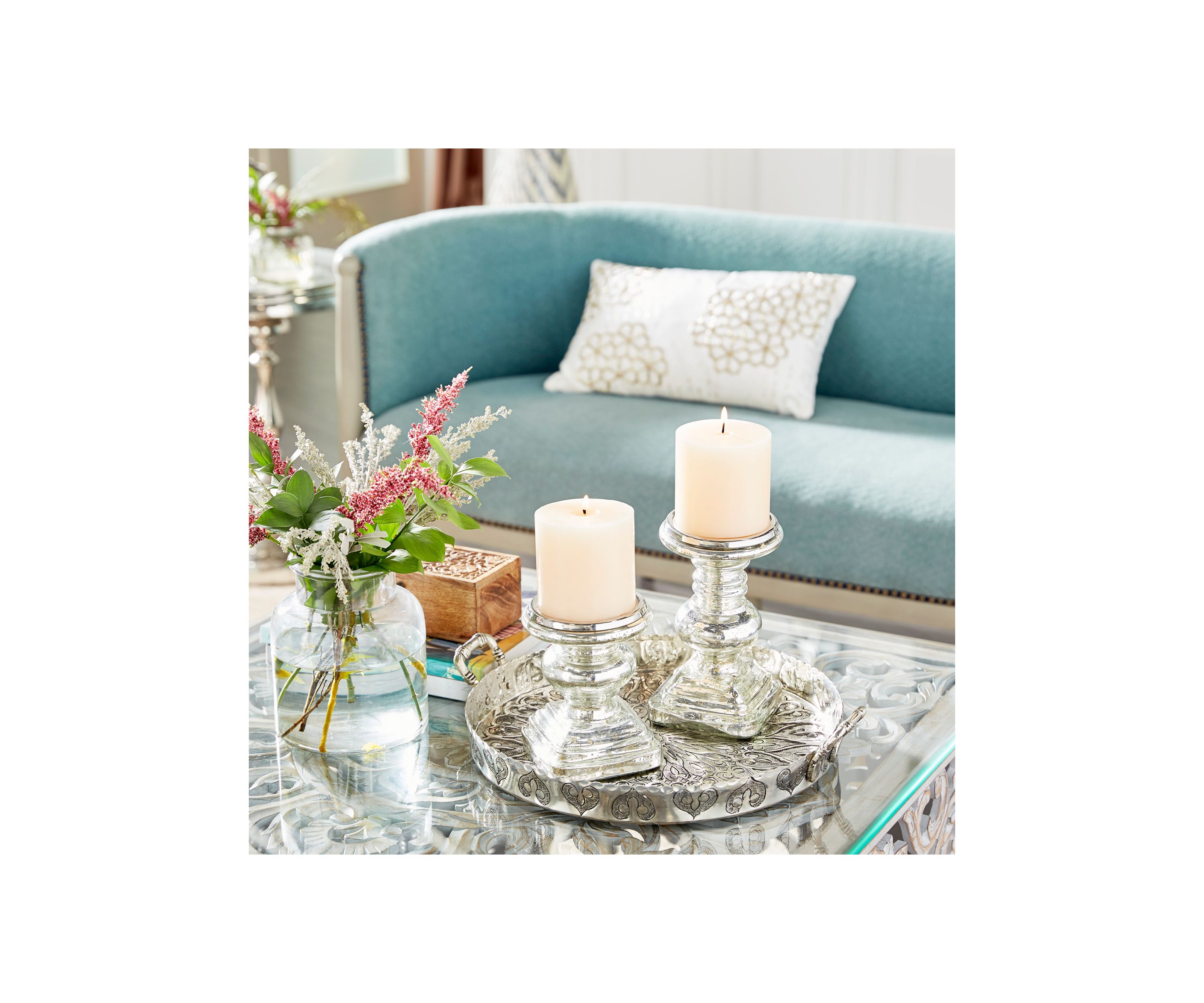 Traditional Glass Candle Holder - Set of 2