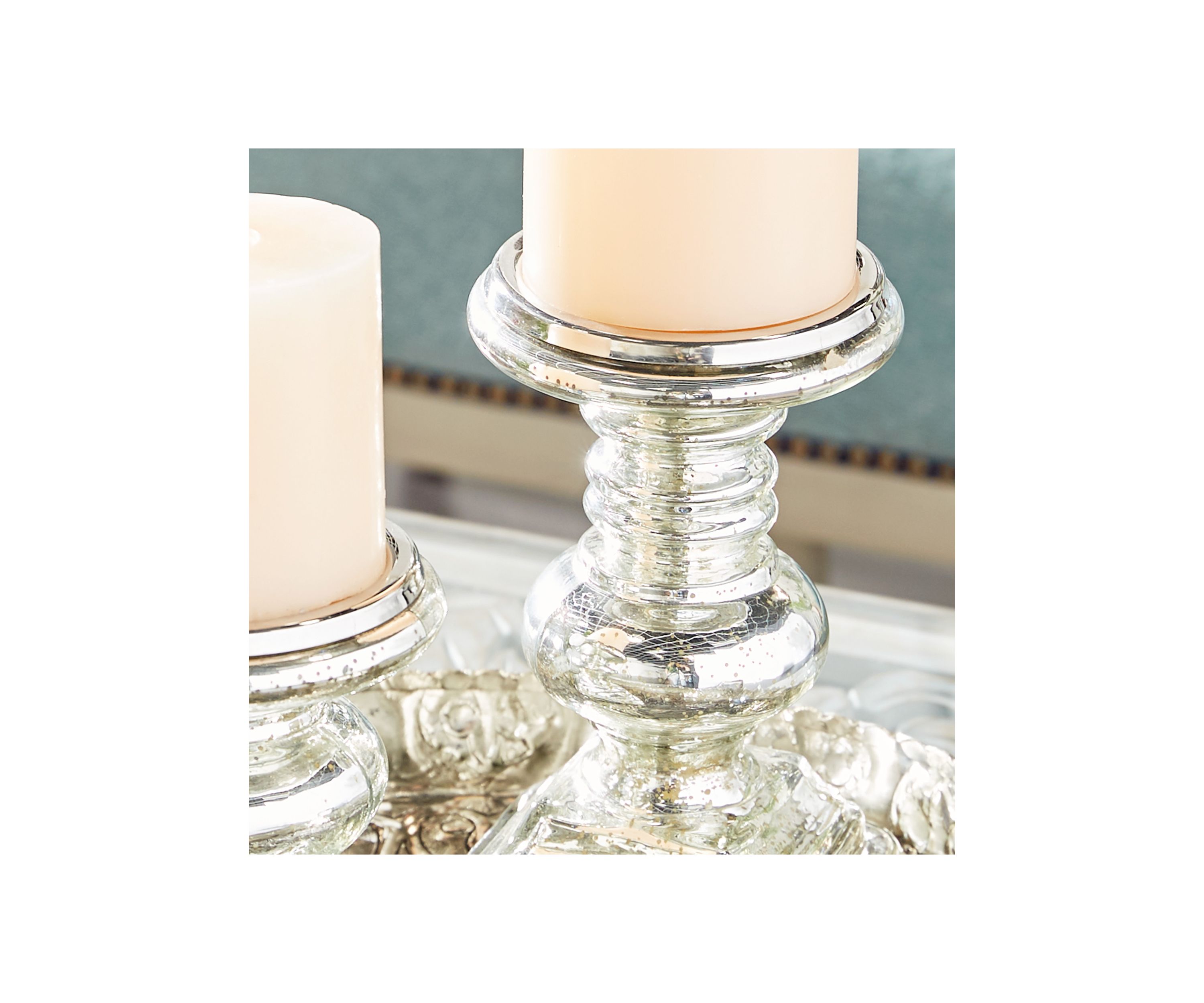 Traditional Glass Candle Holder - Set of 2