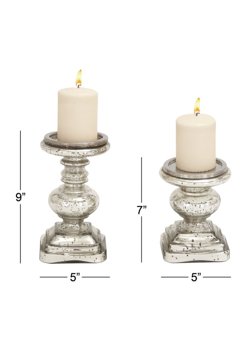 Traditional Glass Candle Holder - Set of 2