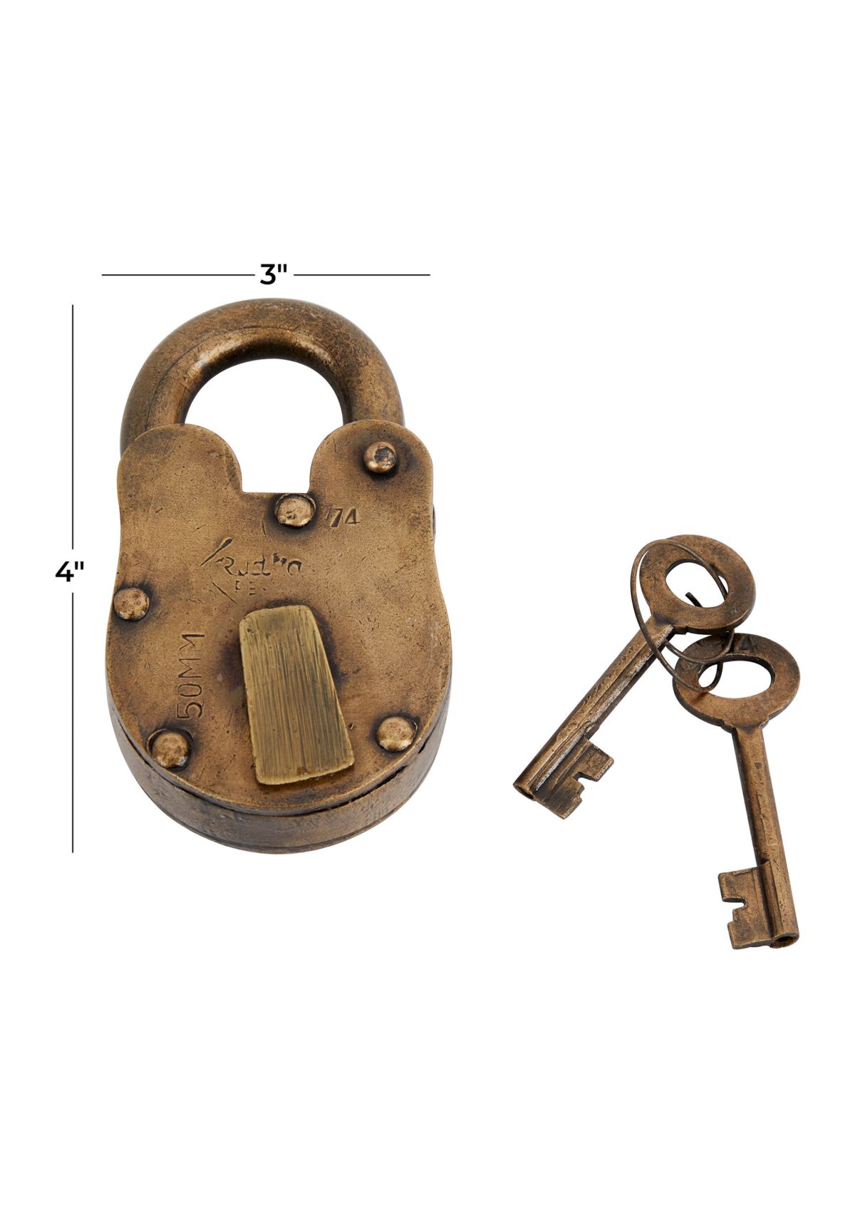 Vintage Brass Metal Lock And Key