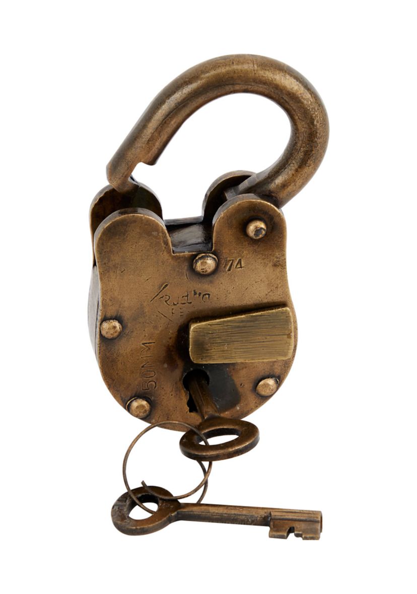 Vintage Brass Metal Lock And Key
