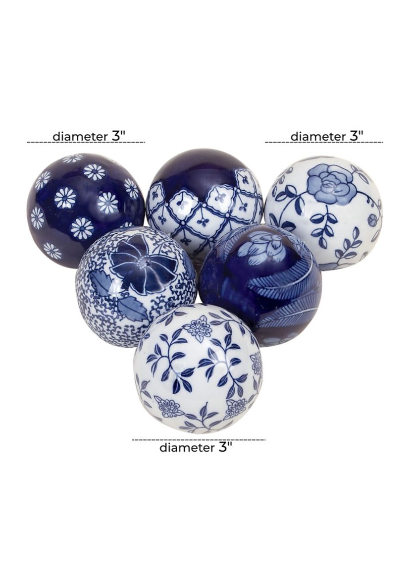 Traditional Ceramic Orbs & Vase Filler - Set of 6