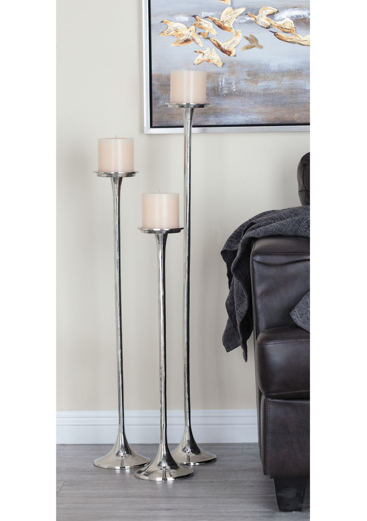 Modern Aluminum Metal Candle Holder - Set of 3