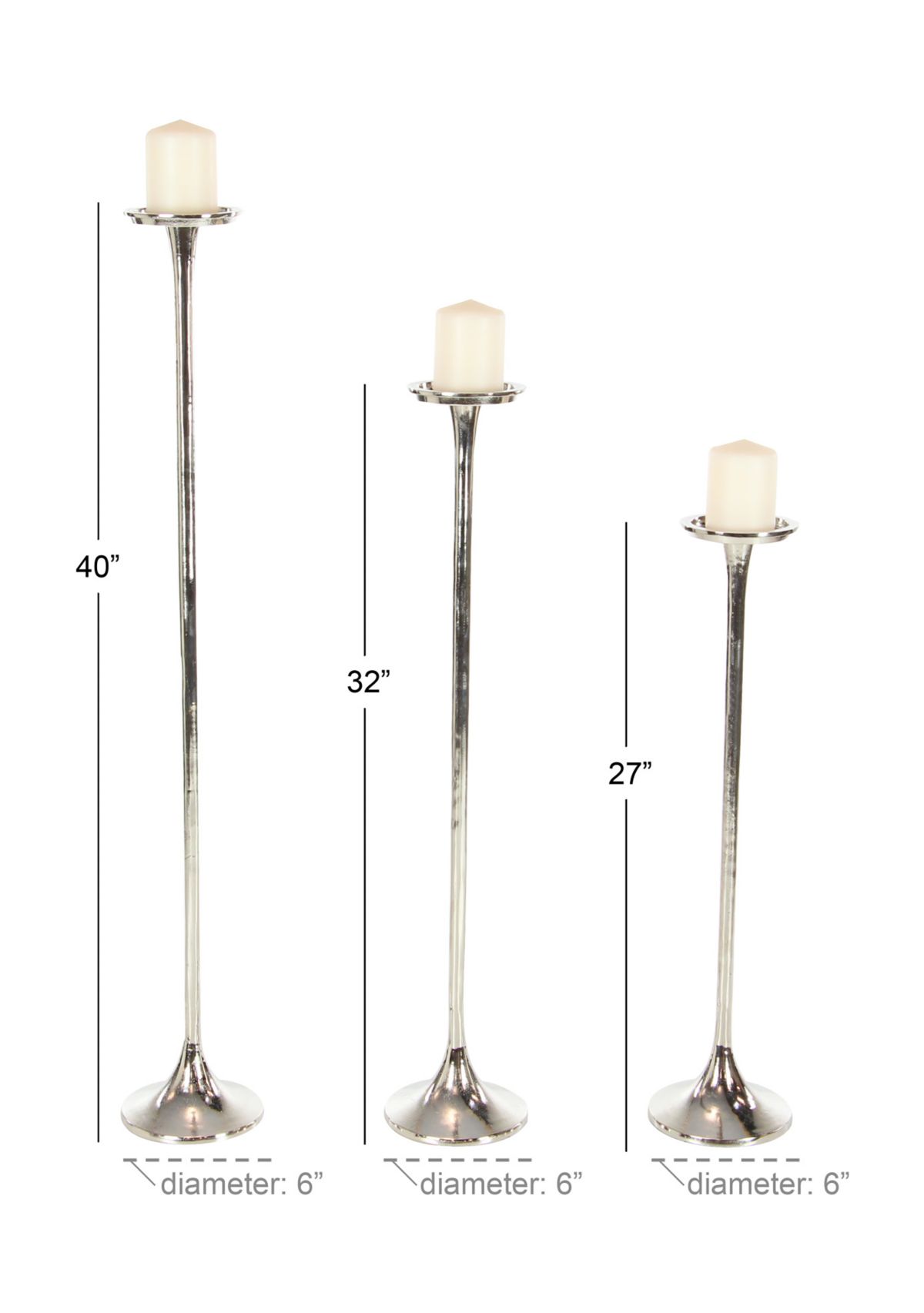 Modern Aluminum Metal Candle Holder - Set of 3