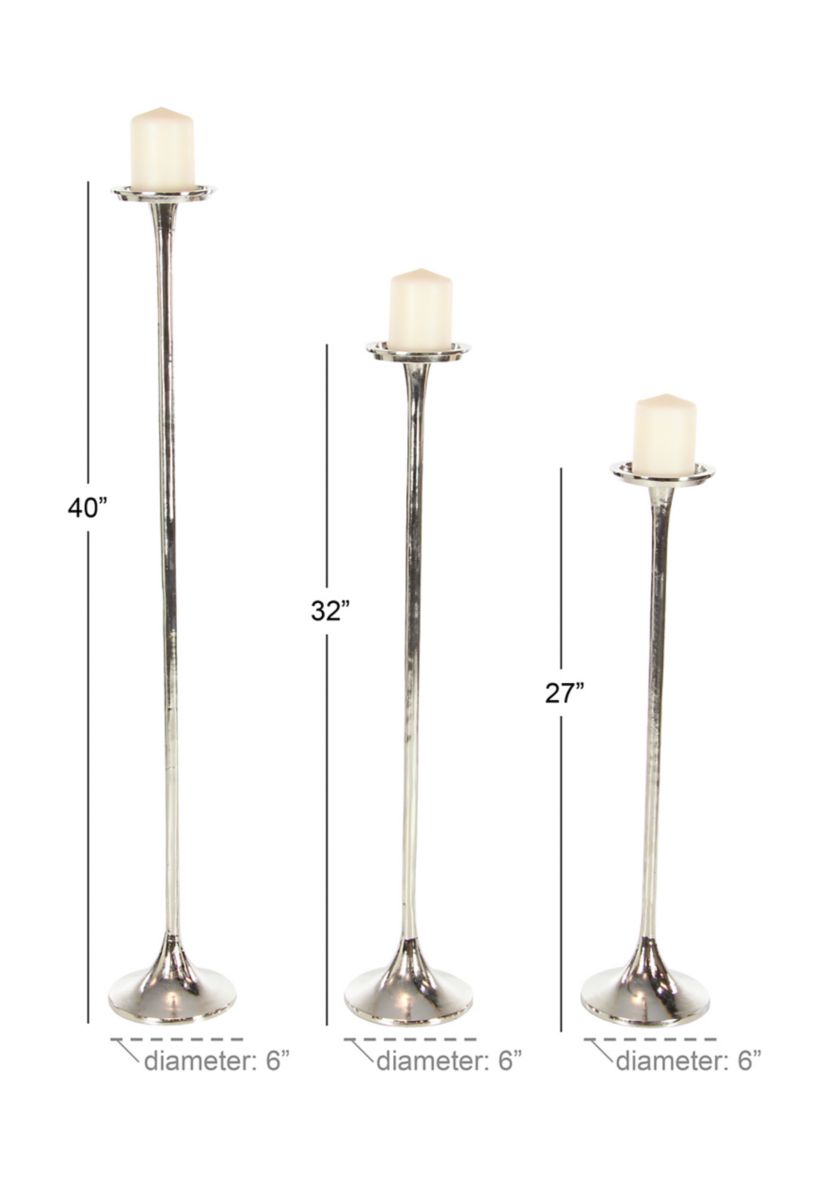 Modern Aluminum Metal Candle Holder - Set of 3