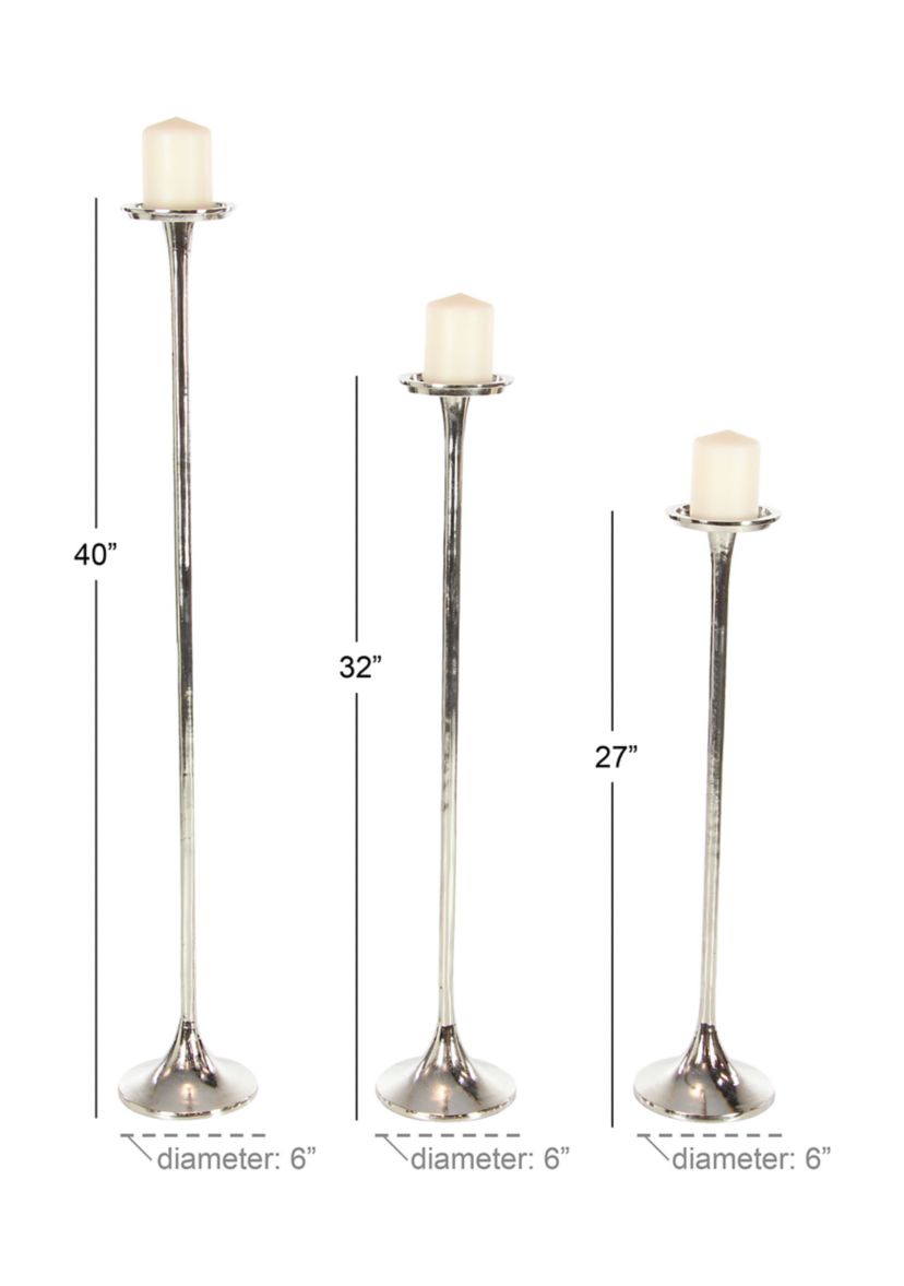 Modern Aluminum Metal Candle Holder - Set of 3