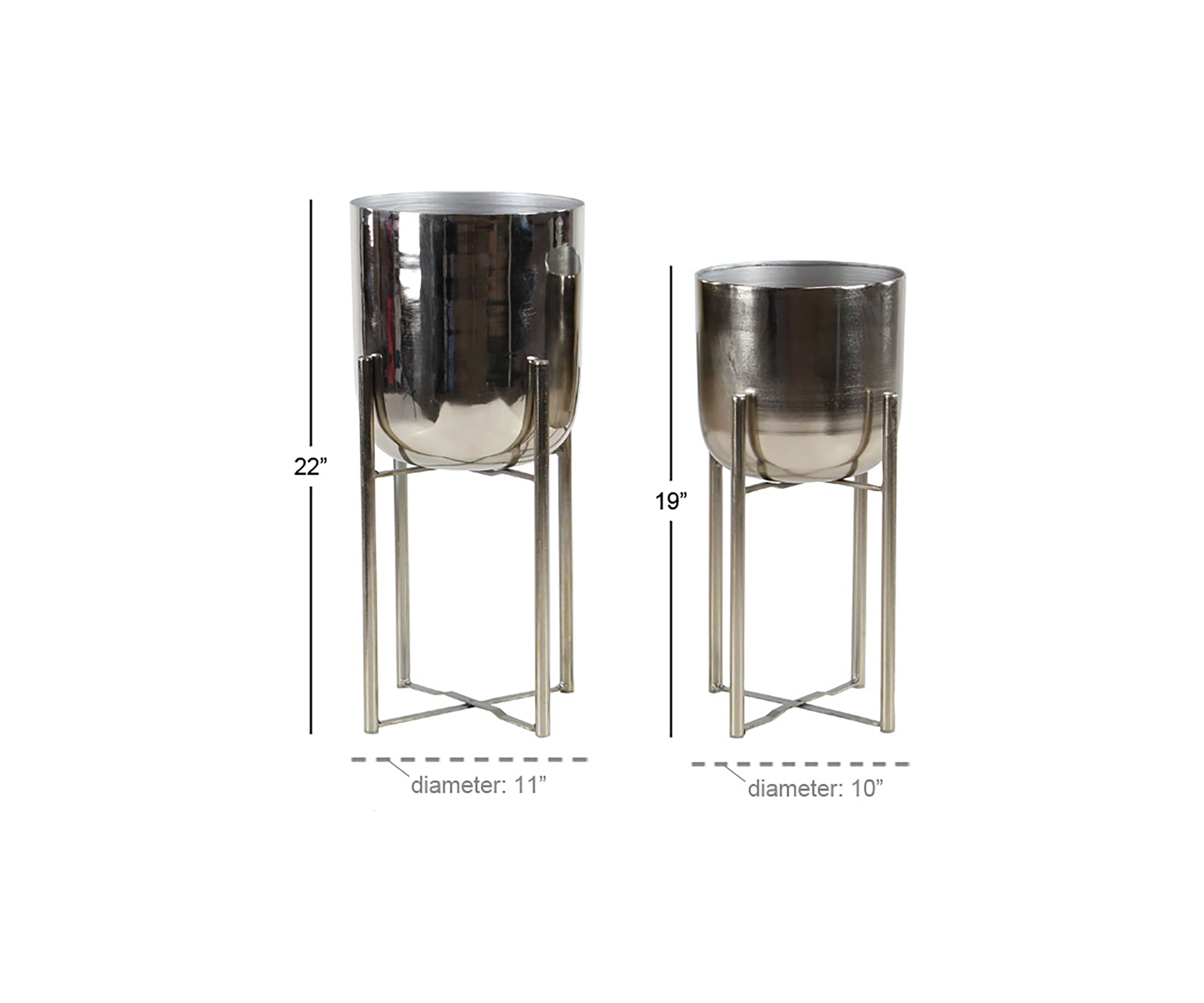 Glam Metal Planter - Set of 2