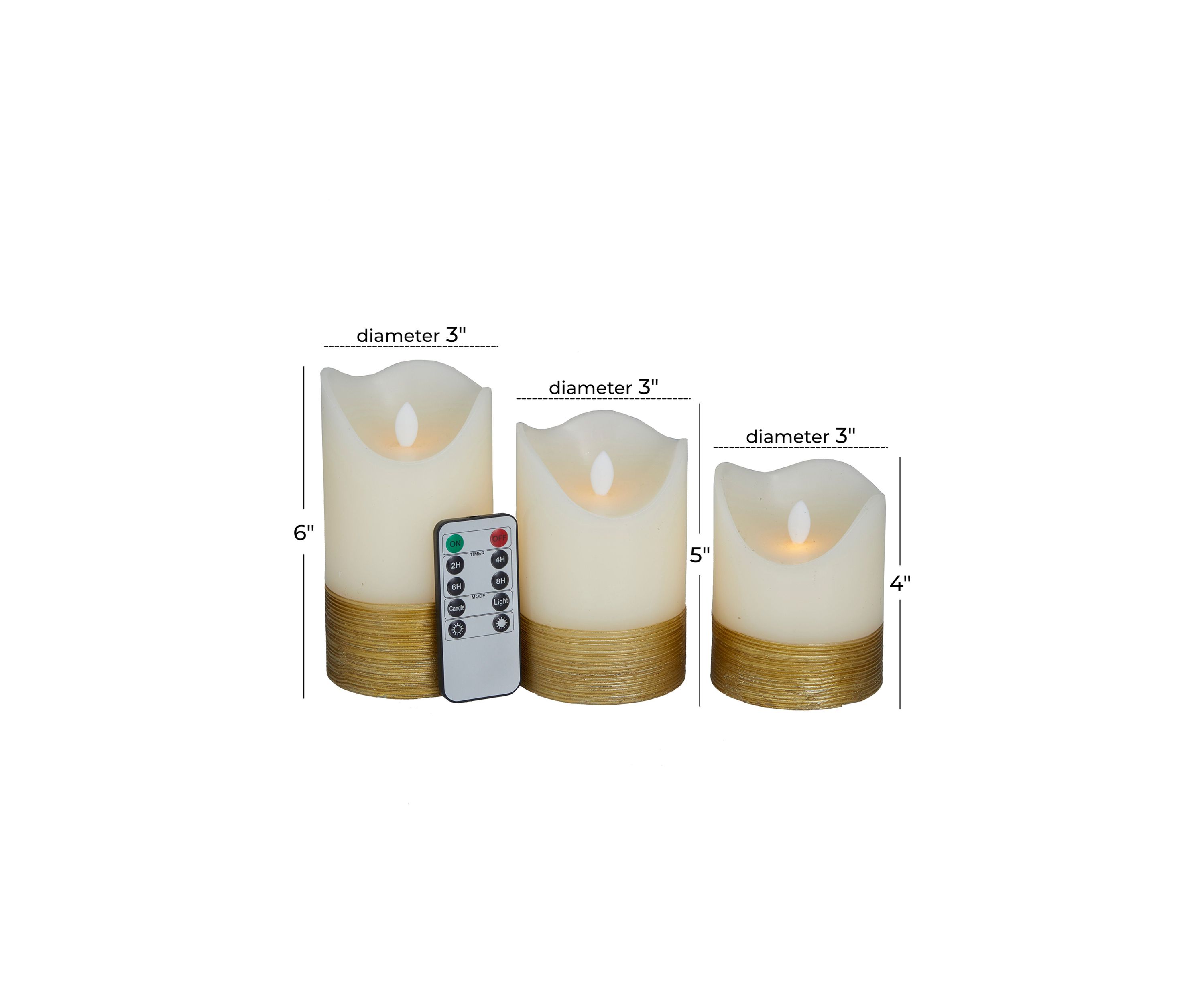 Traditional Wax Flameless Candle - Set of 3
