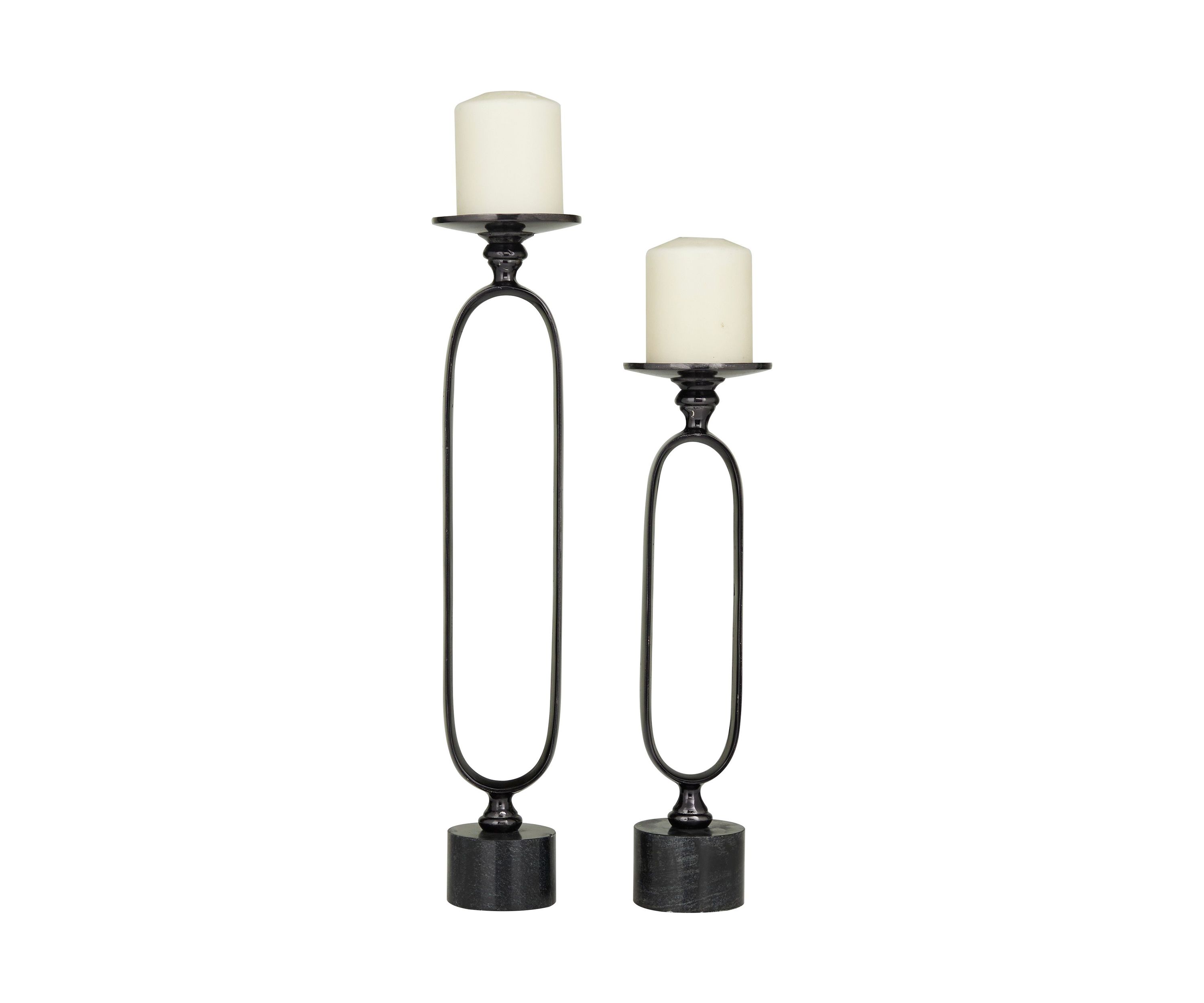 Modern Aluminum Metal Candle Holder - Set of 2