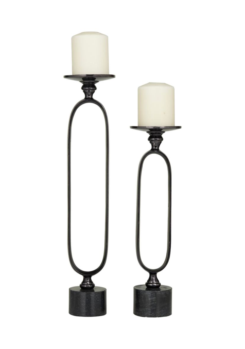 Modern Aluminum Metal Candle Holder - Set of 2