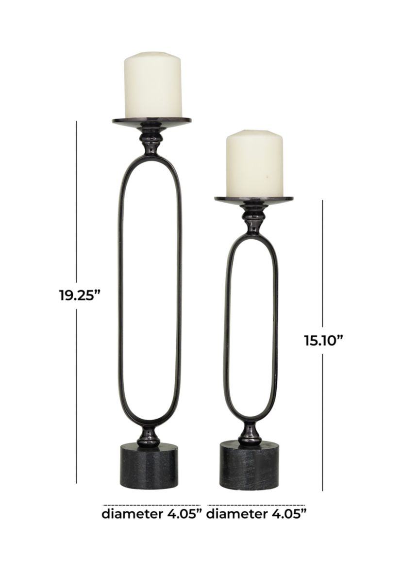 Modern Aluminum Metal Candle Holder - Set of 2
