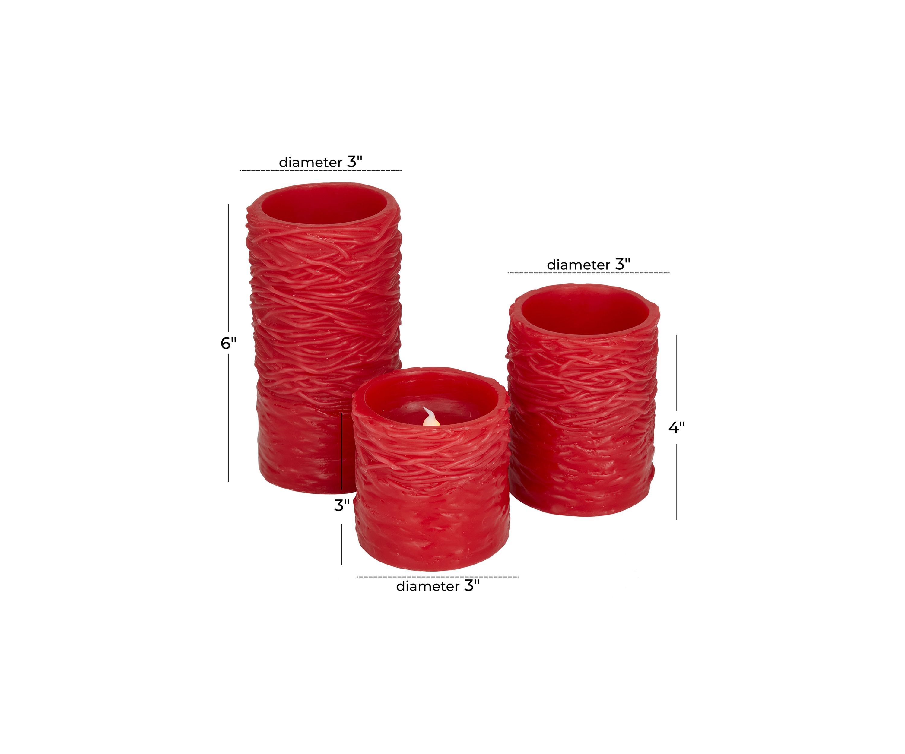 Traditional Wax Flameless Candle - Set of 3