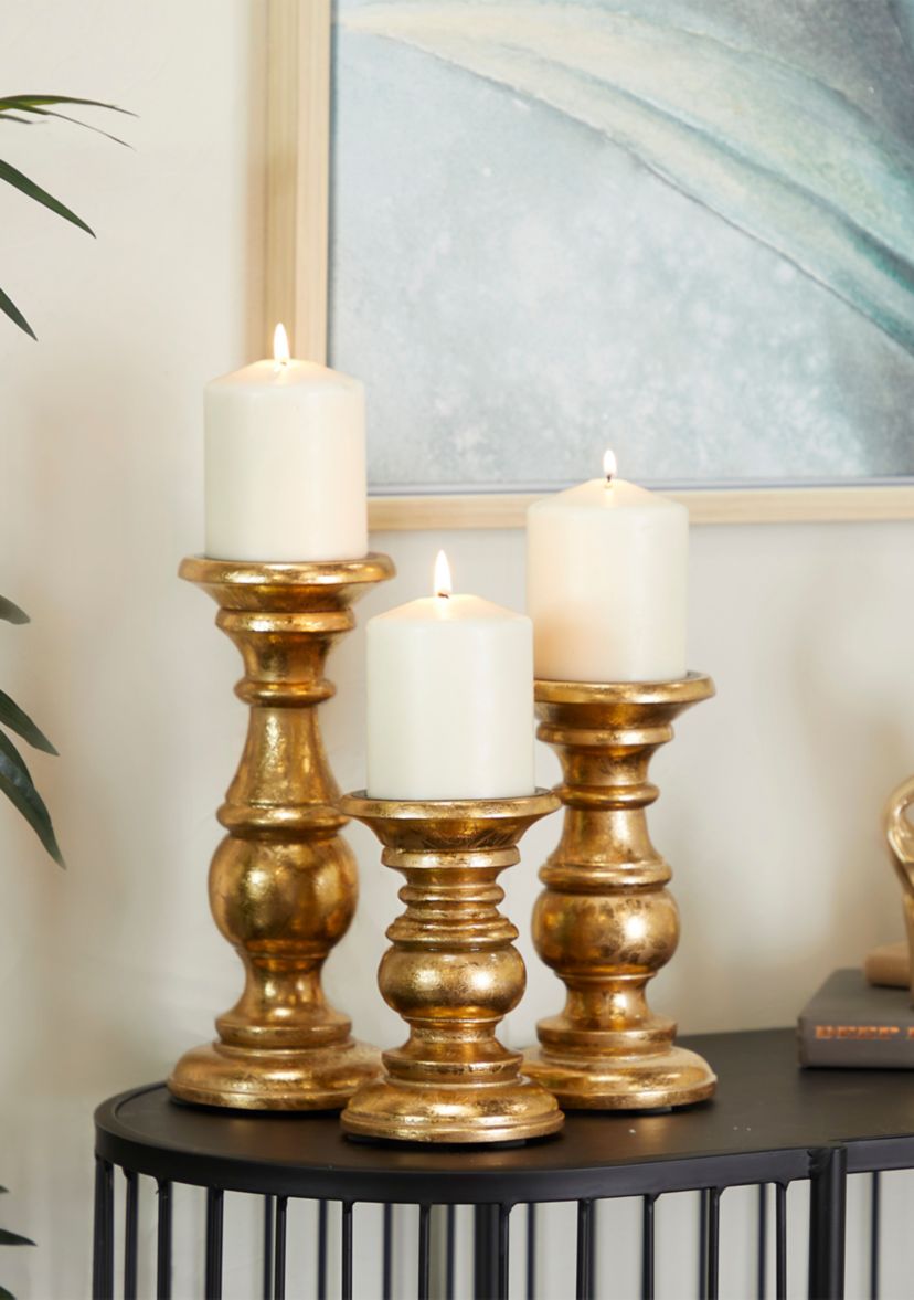 Traditional Mango Wood Candle Holder - Set of 3