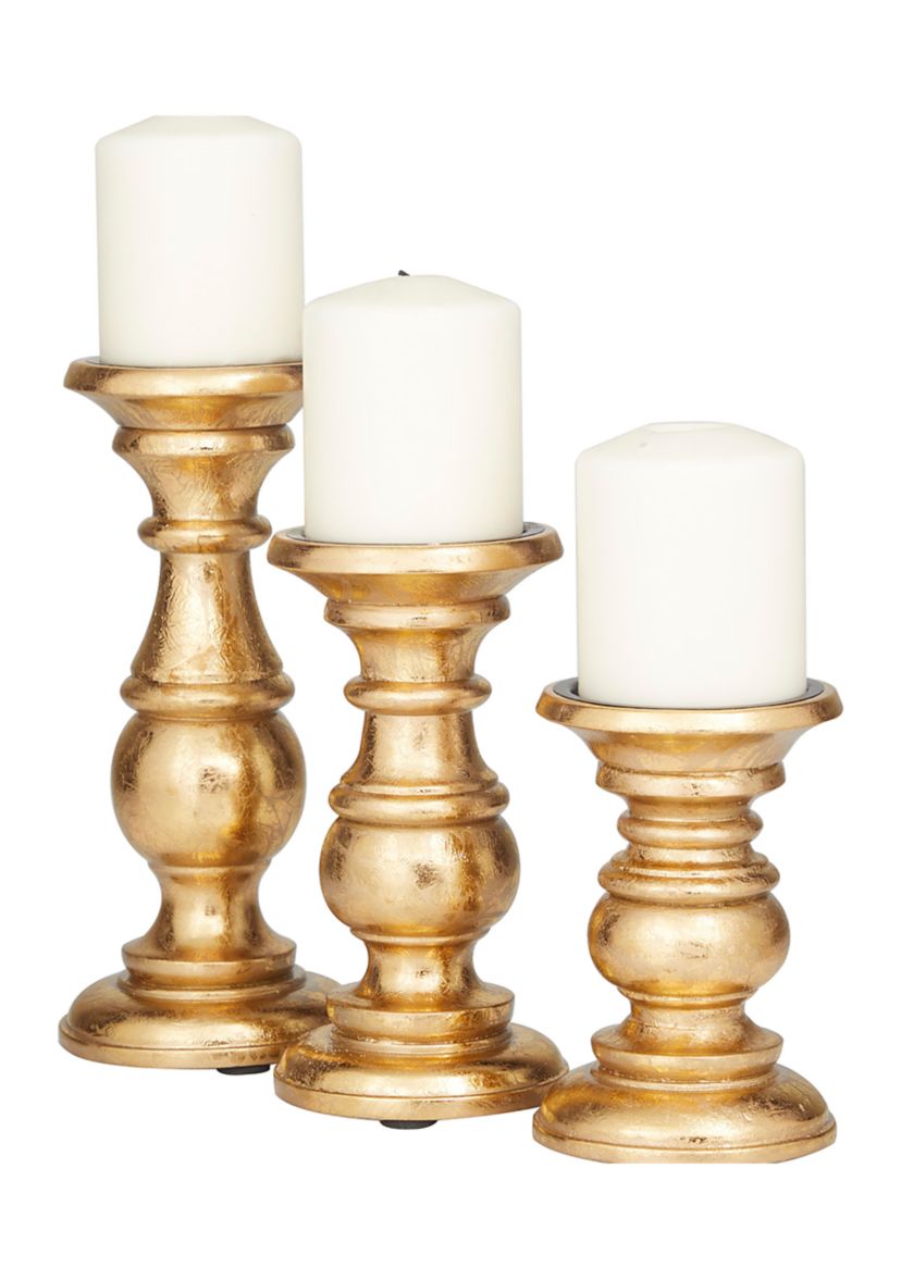 Traditional Mango Wood Candle Holder - Set of 3