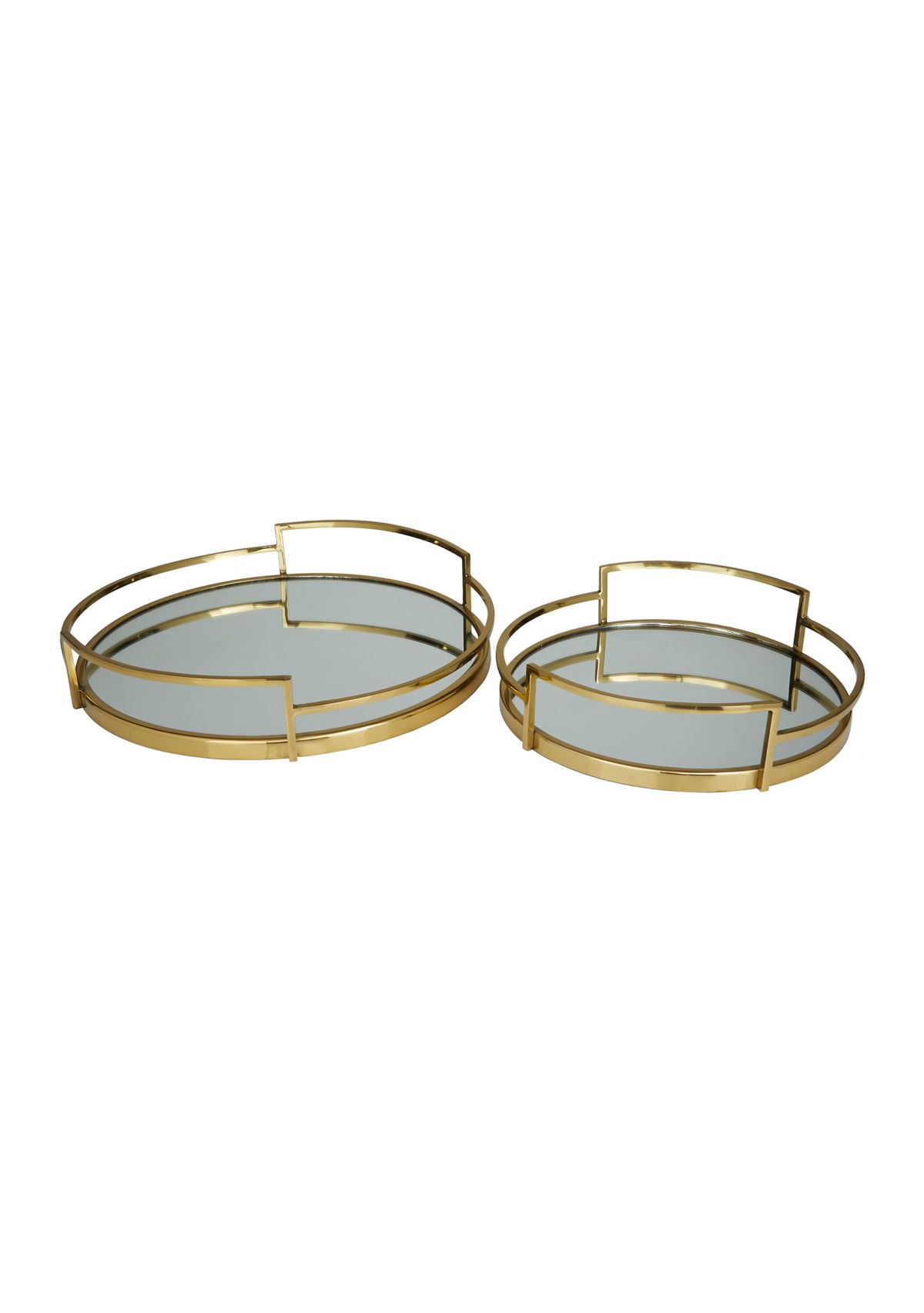 Contemporary Stainless Steel Metal Tray - Set of 2