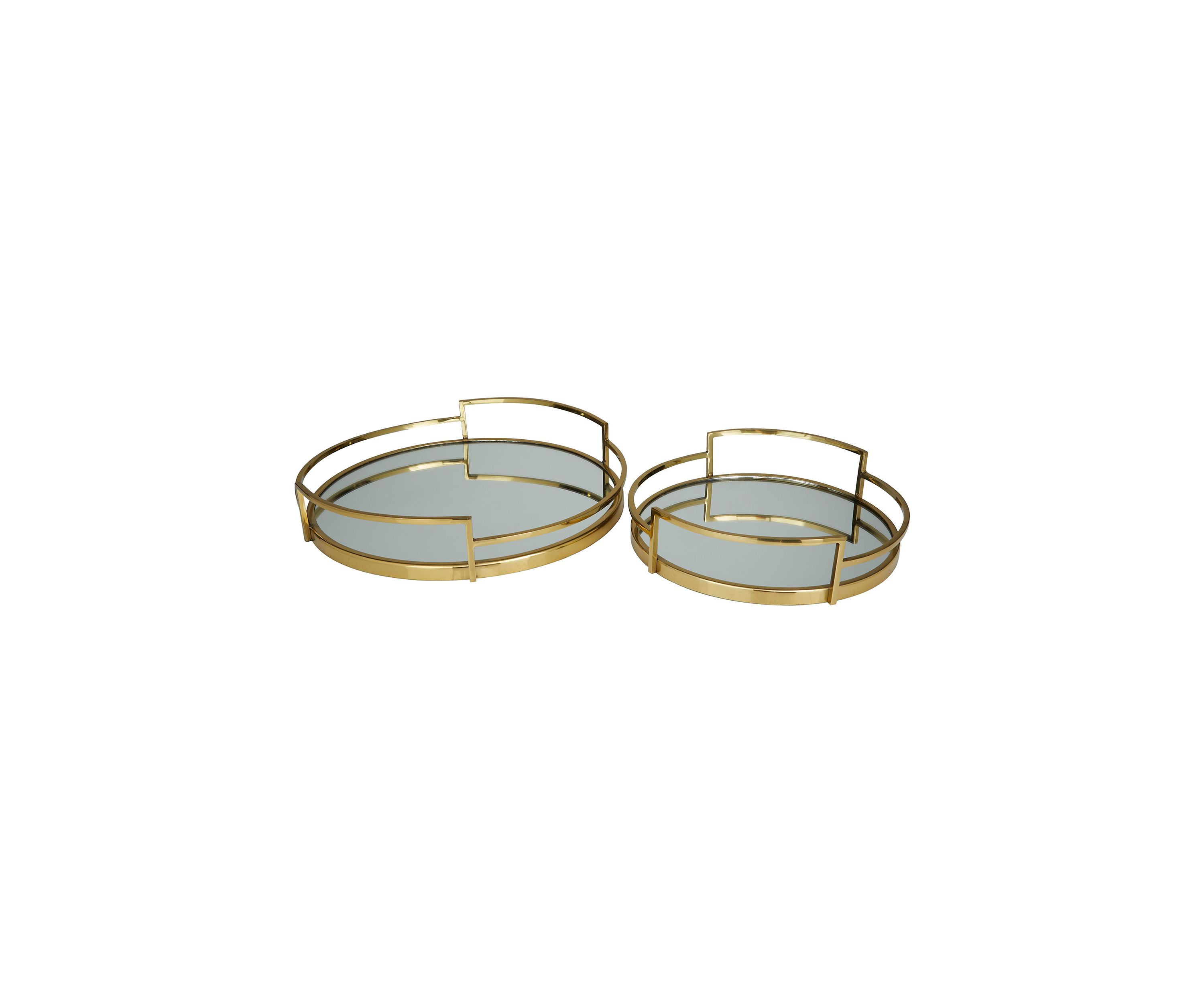 Contemporary Stainless Steel Metal Tray - Set of 2