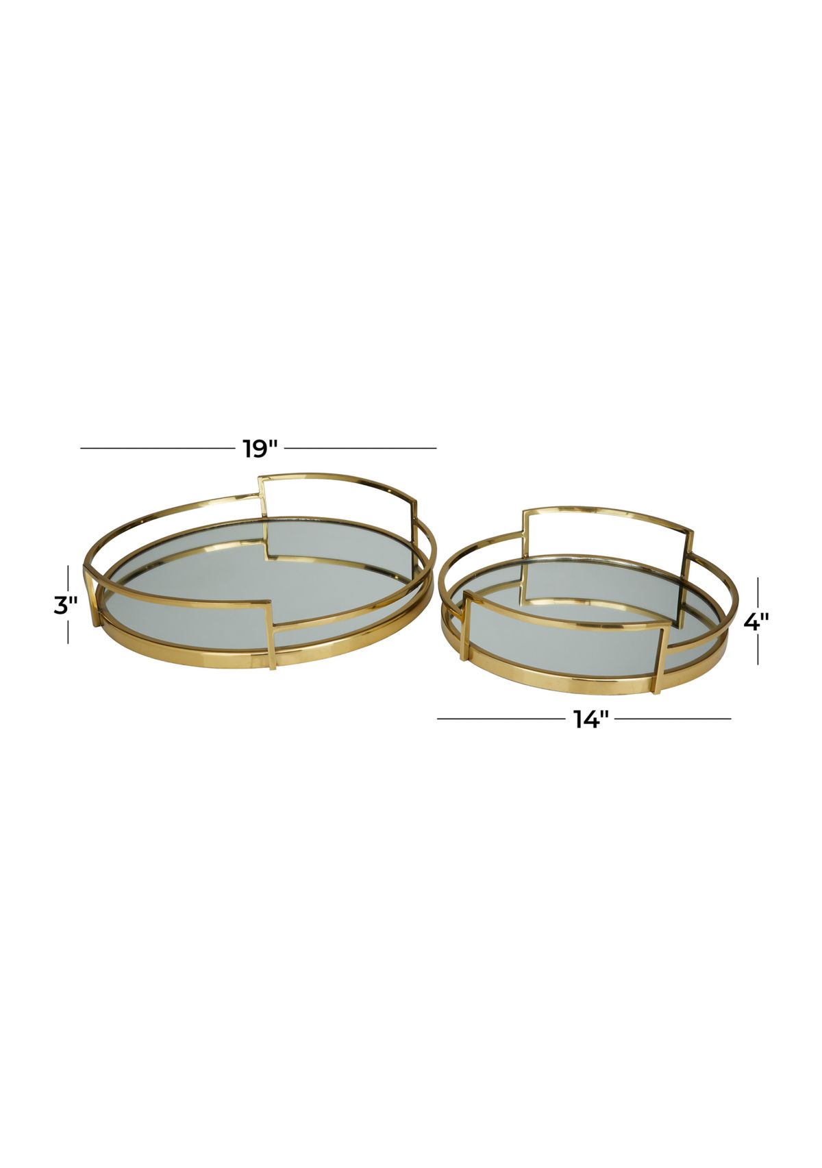 Contemporary Stainless Steel Metal Tray - Set of 2