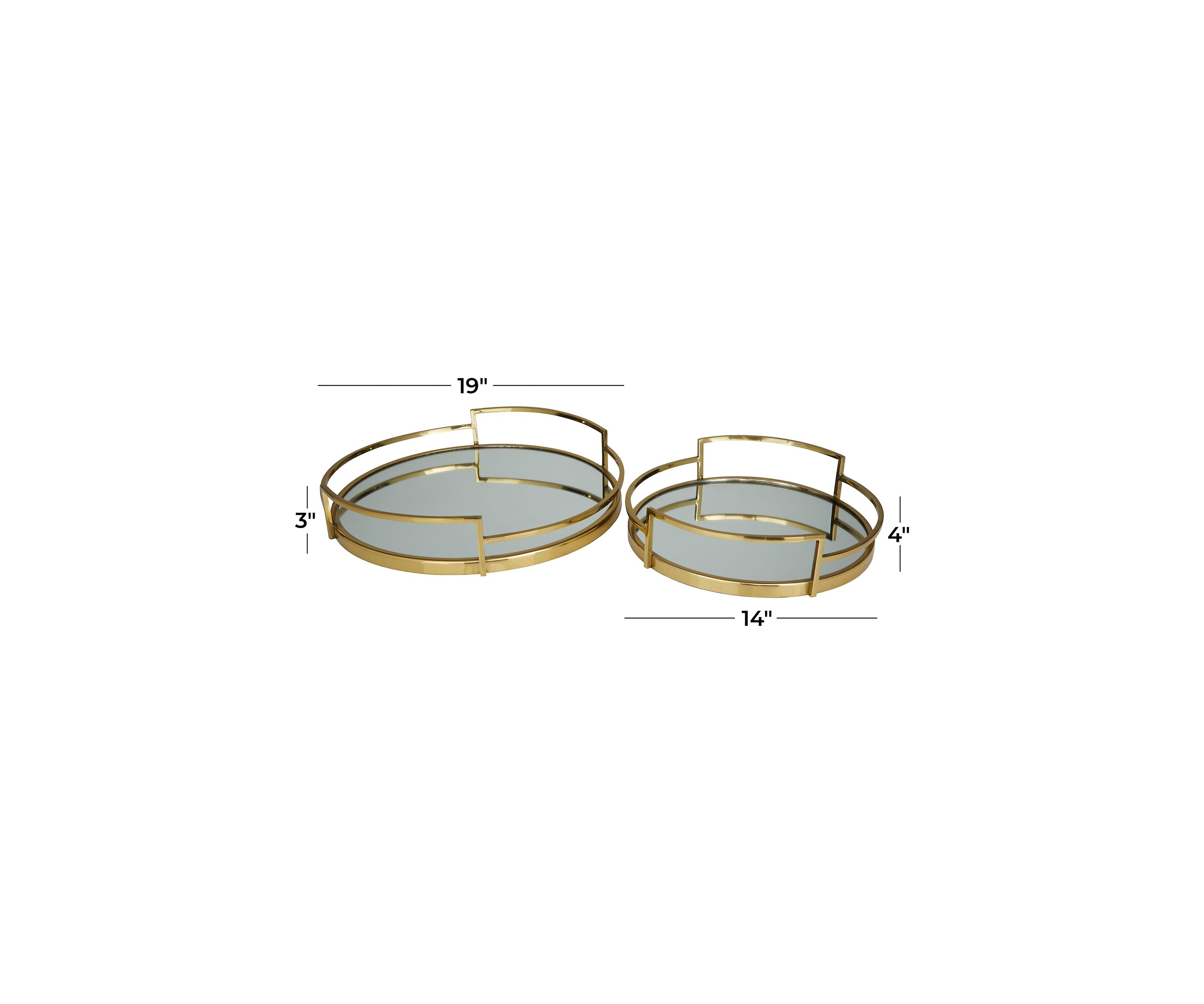 Contemporary Stainless Steel Metal Tray - Set of 2