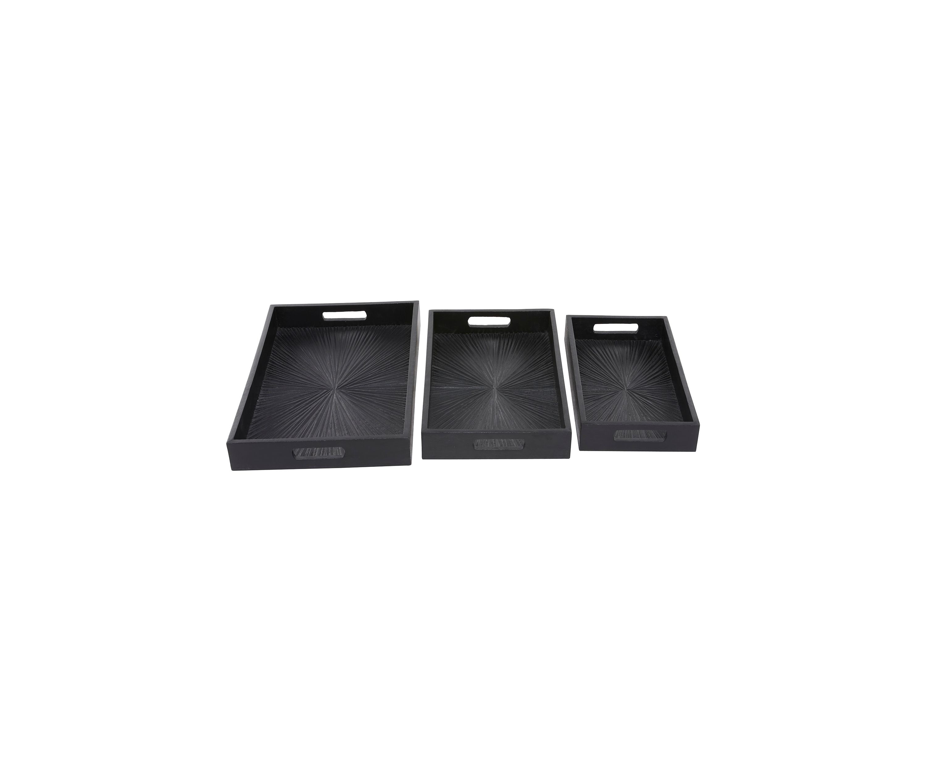 Contemporary Mango Wood Tray - Set of 3