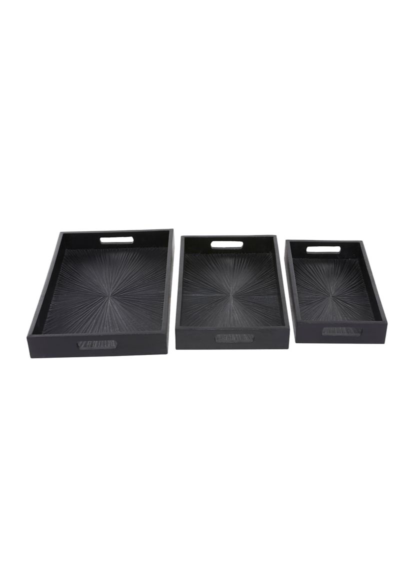 Contemporary Mango Wood Tray - Set of 3