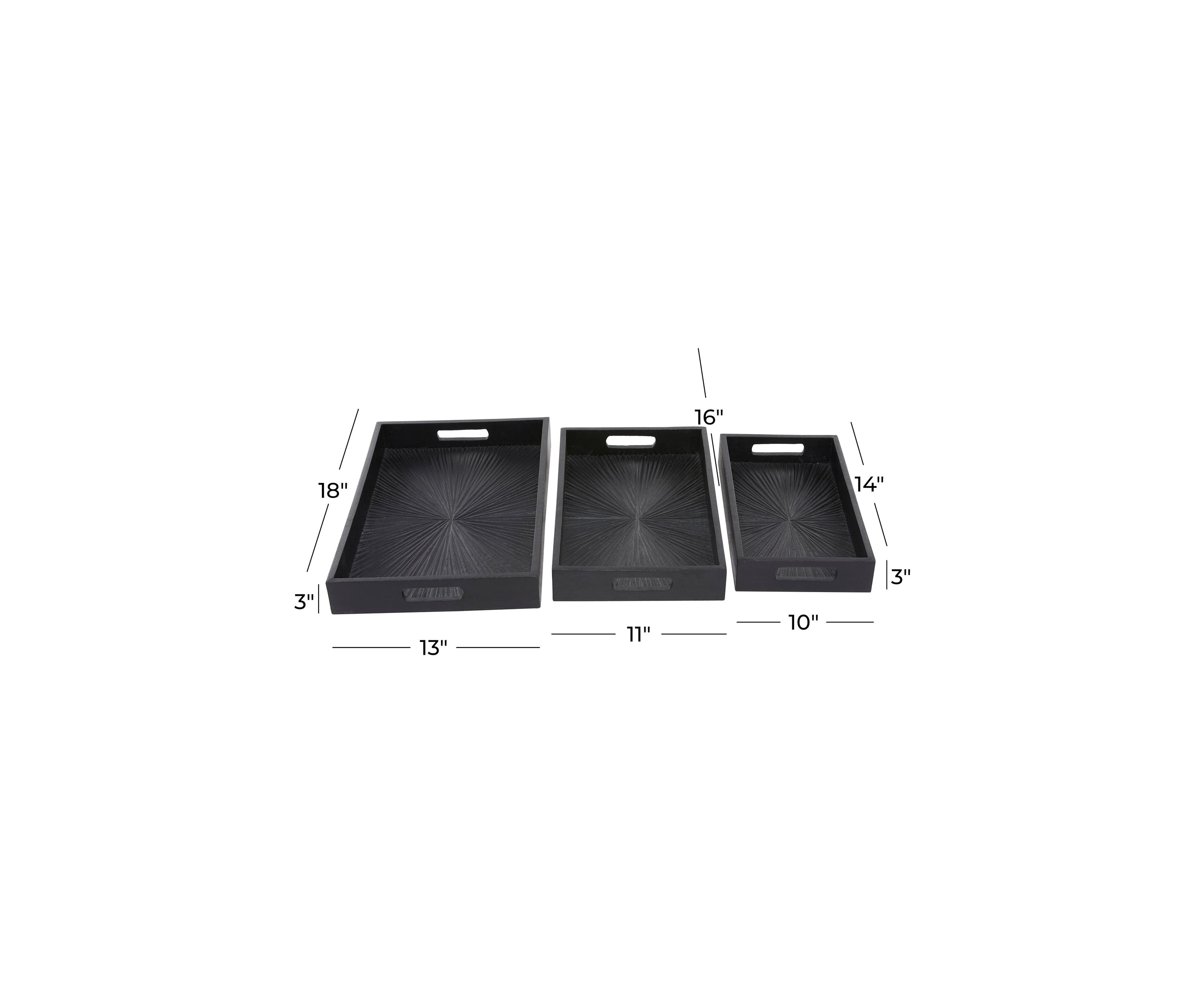 Contemporary Mango Wood Tray - Set of 3