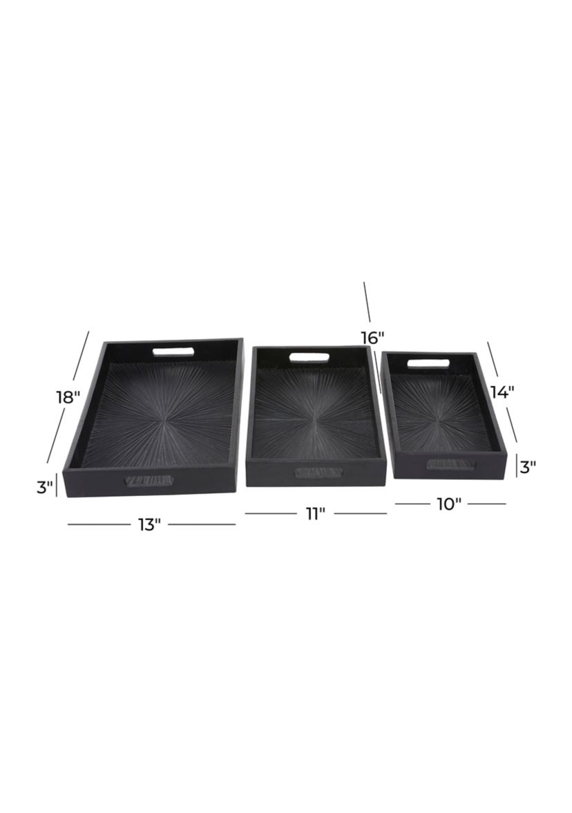 Contemporary Mango Wood Tray - Set of 3