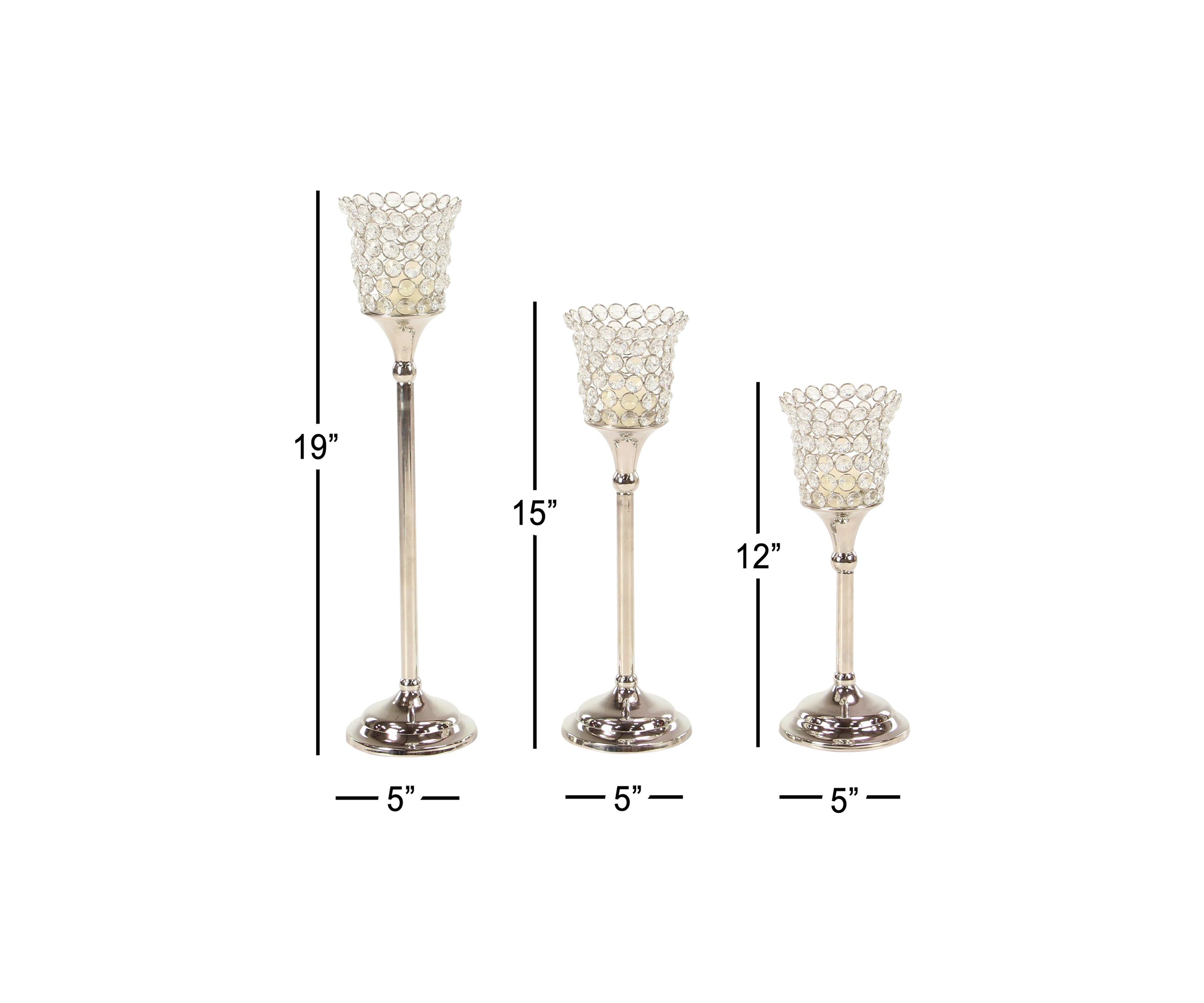 Glam Aluminum Hurricane Lamp - Set of 3