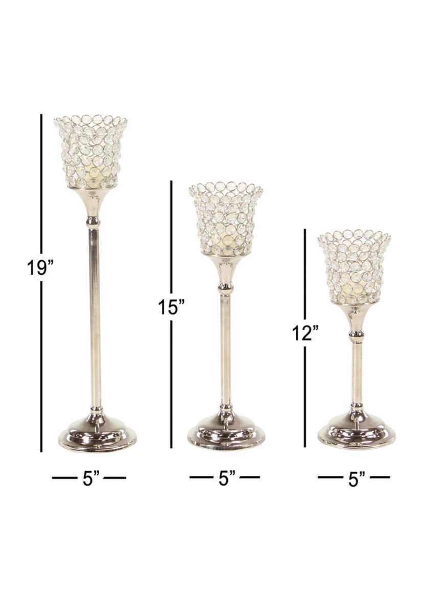 Glam Aluminum Hurricane Lamp - Set of 3