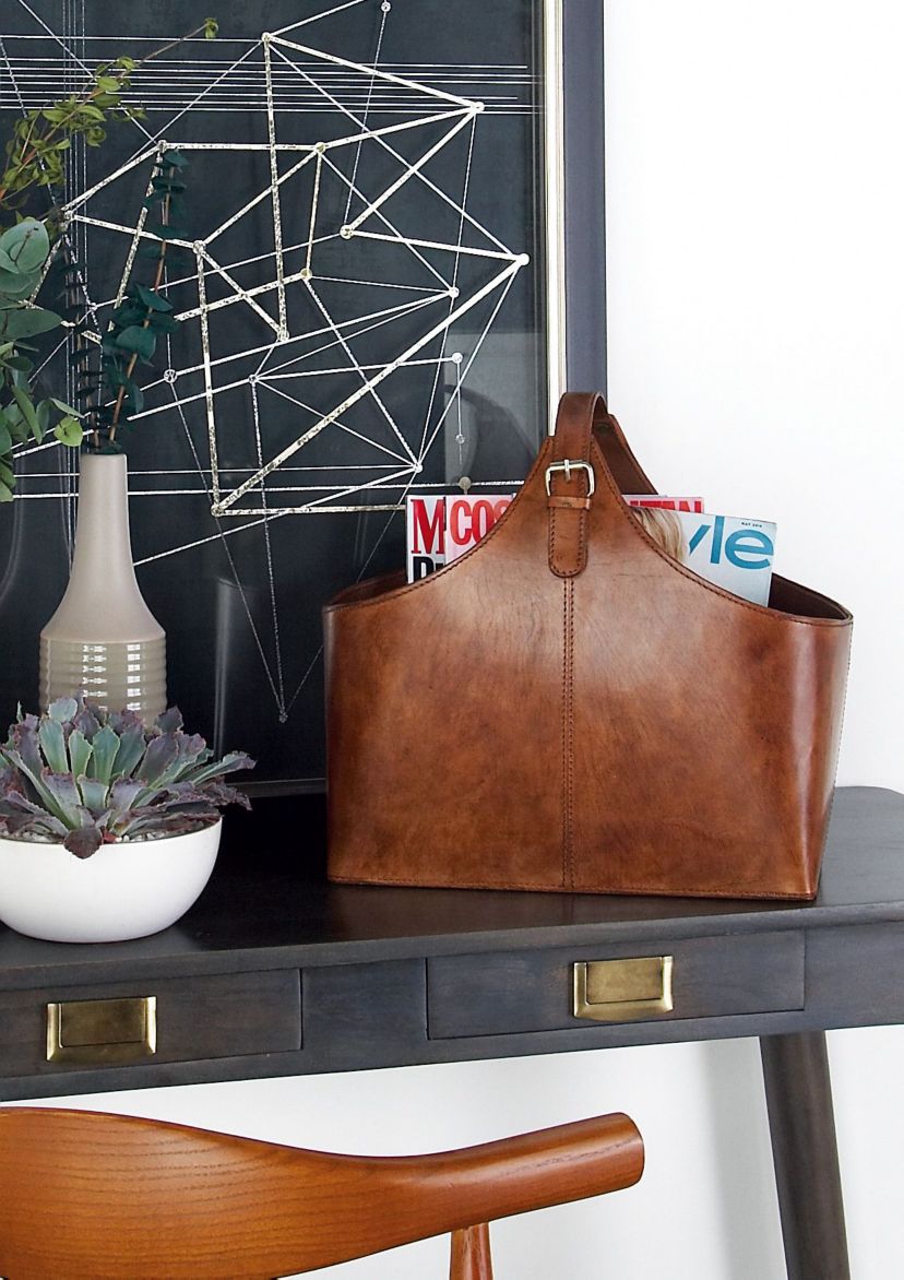 Modern Leather Magazine Holder