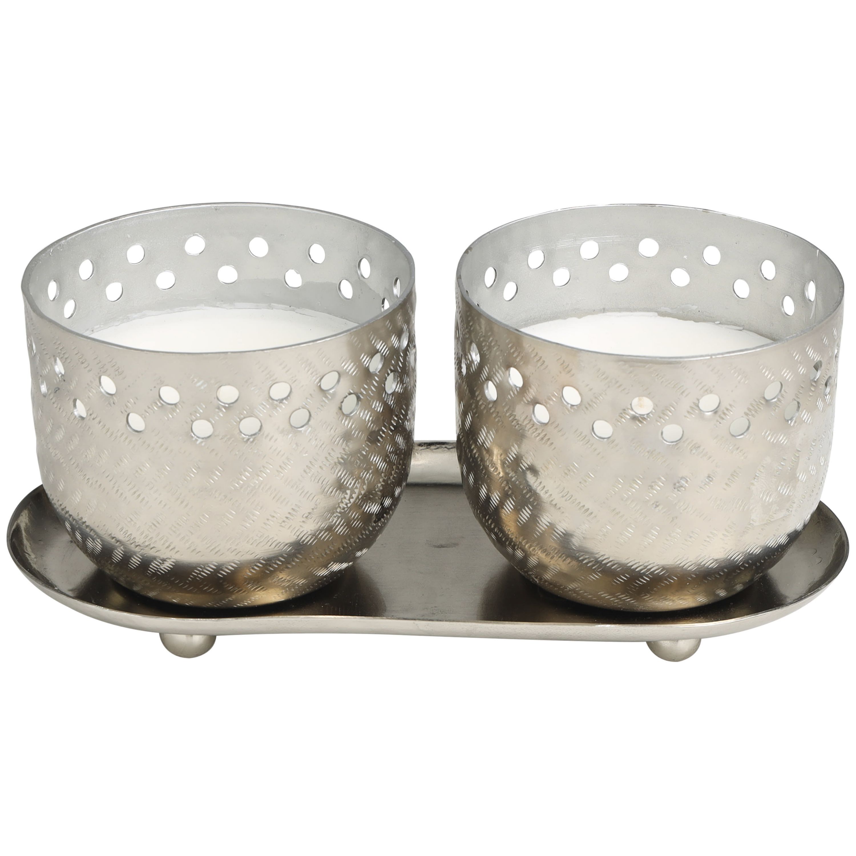 Modern Metal Candle - Set of 2