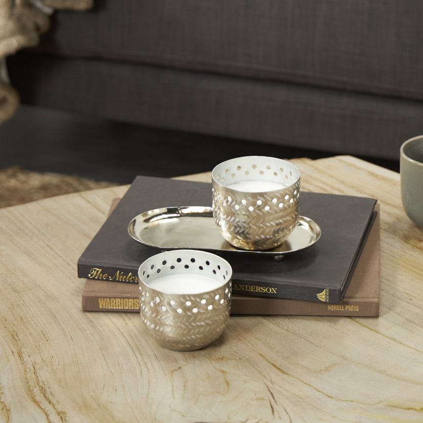 Modern Metal Candle - Set of 2