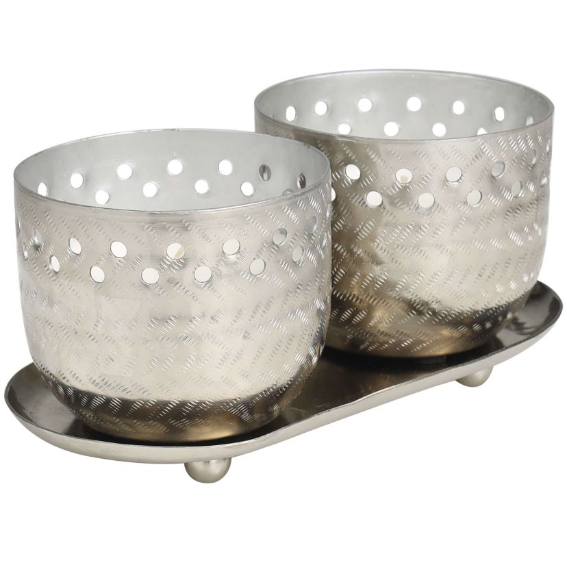 Modern Metal Candle - Set of 2