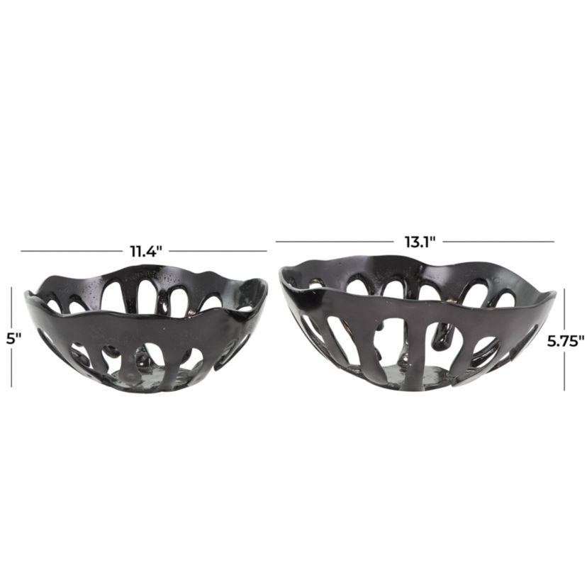 Contemporary Aluminum Decorative Bowl - Set of 2