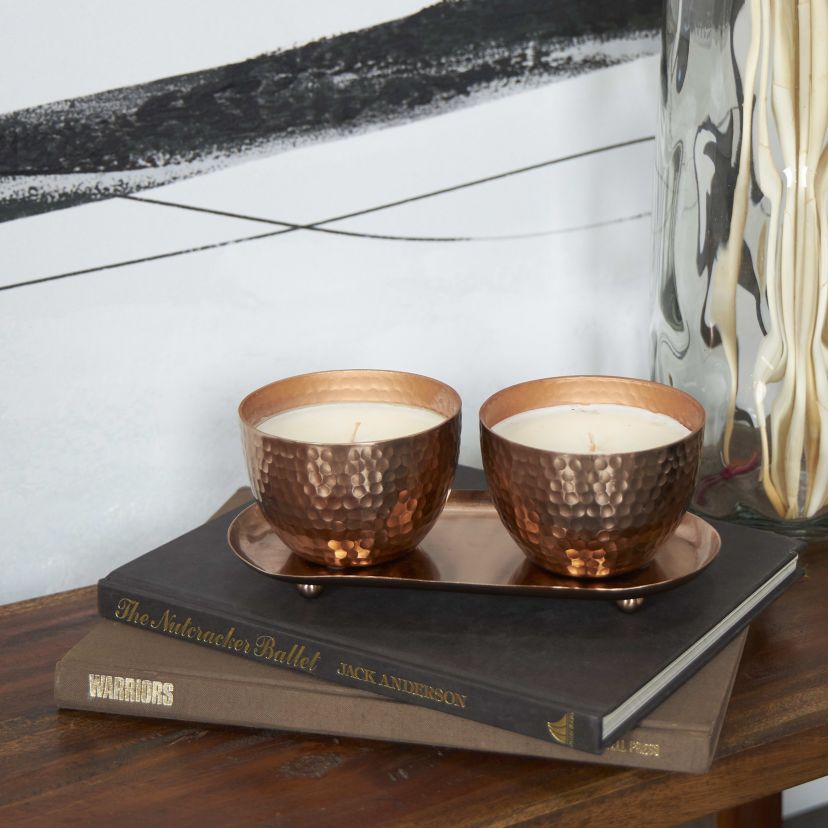 Modern Metal Candle - Set of 2