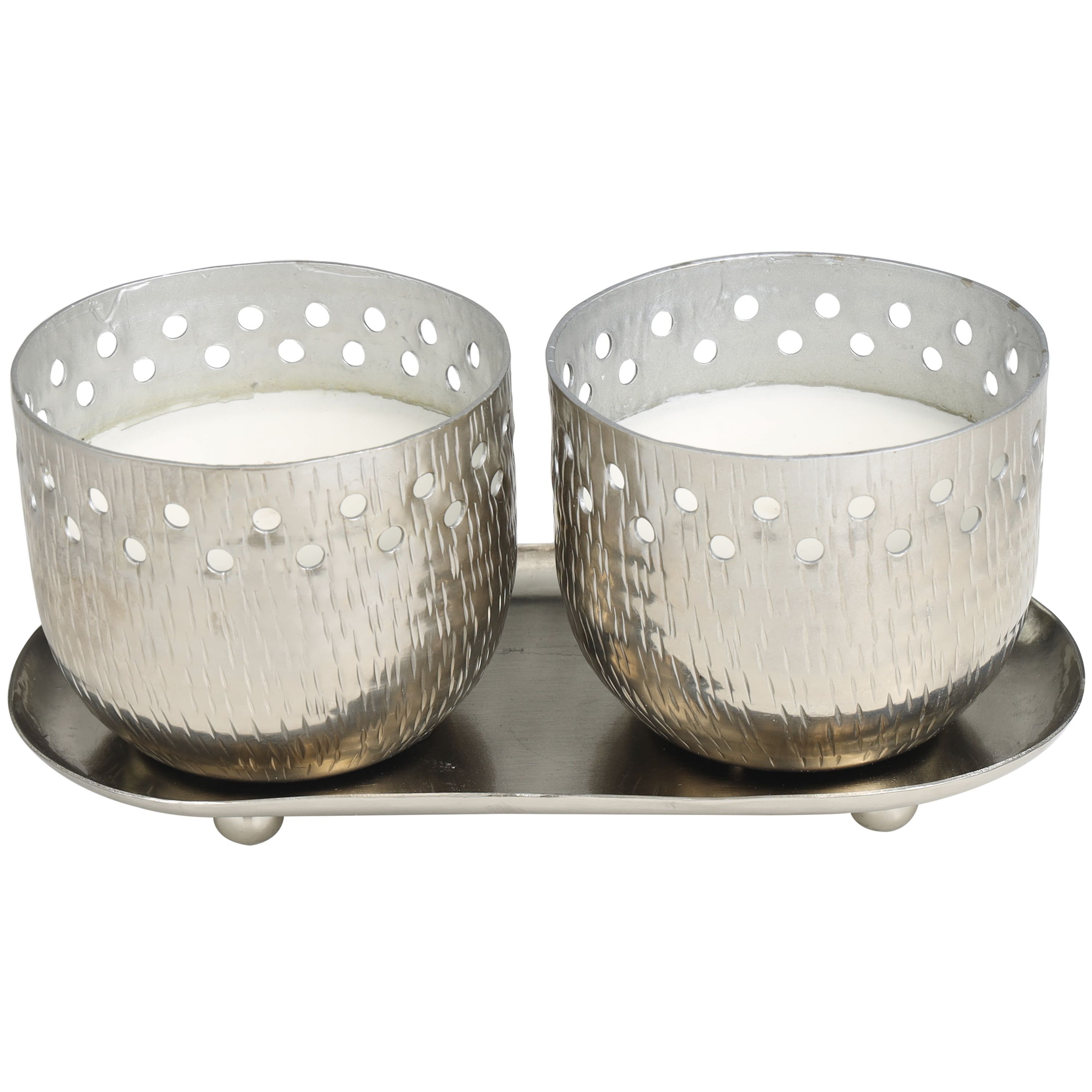 Modern Metal Candle - Set of 2